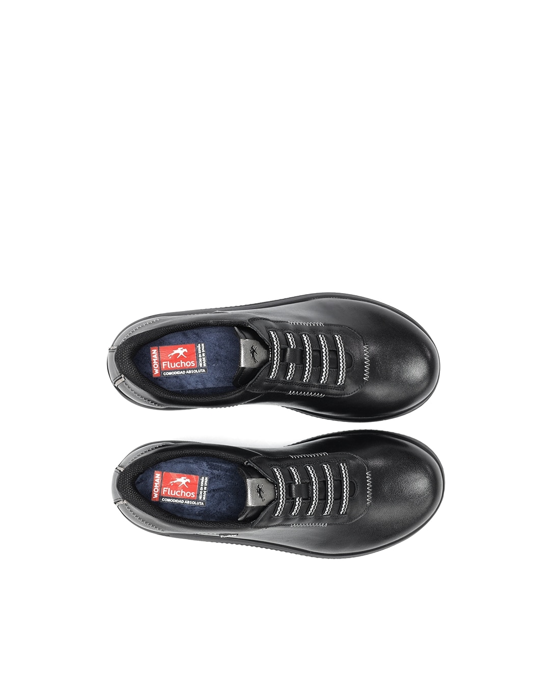 Zapatos de cordones de mujer fabricados en piel - Fluchos - Negro Negro-4