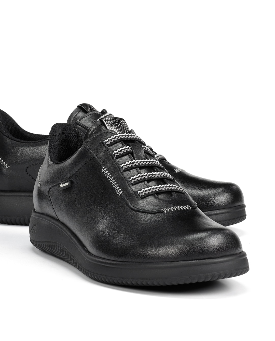 Zapatos de cordones de mujer fabricados en piel - Fluchos - Negro Negro-6