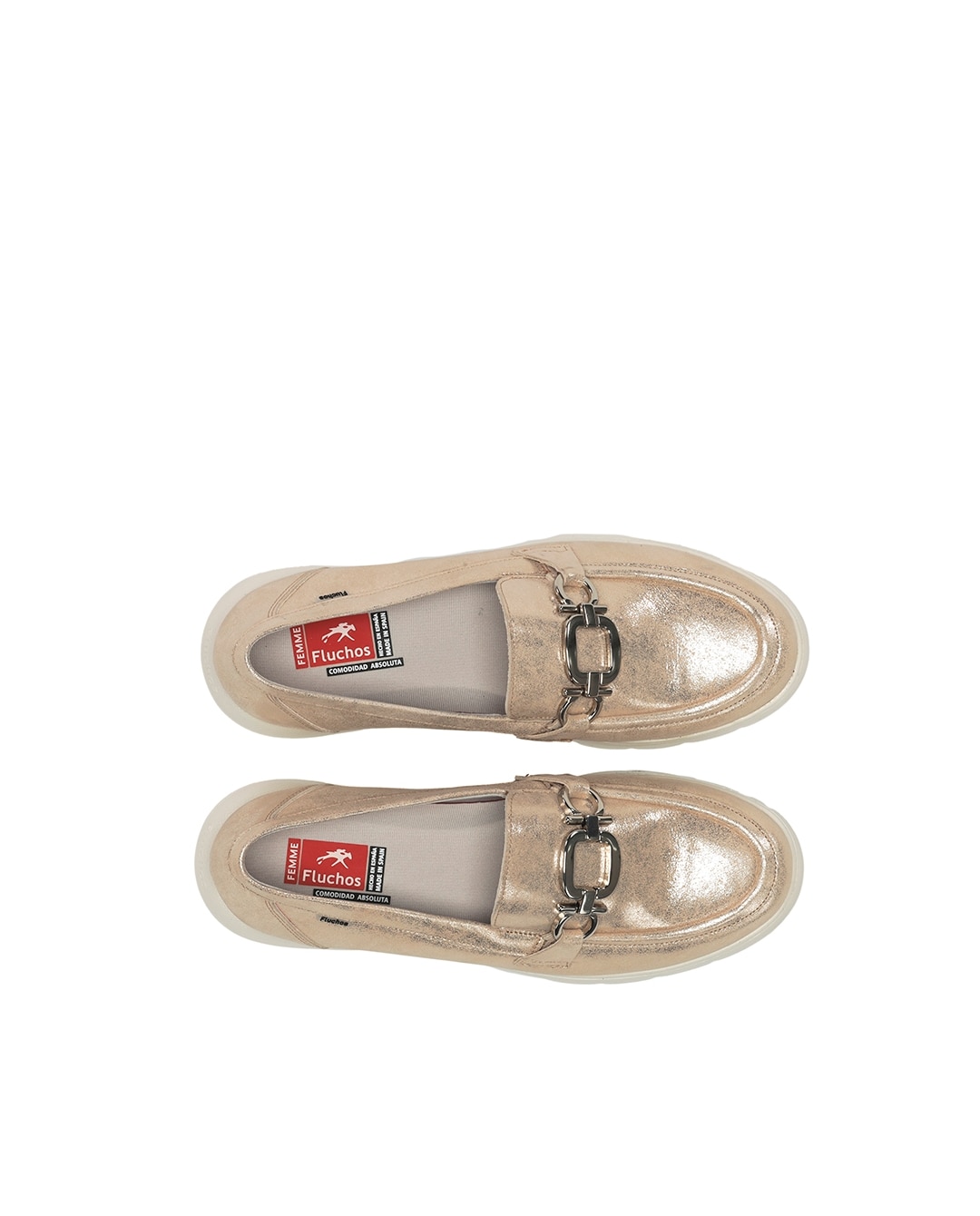 Mocasines de mujer fabricados en piel - Fluchos - Oro Oro-5