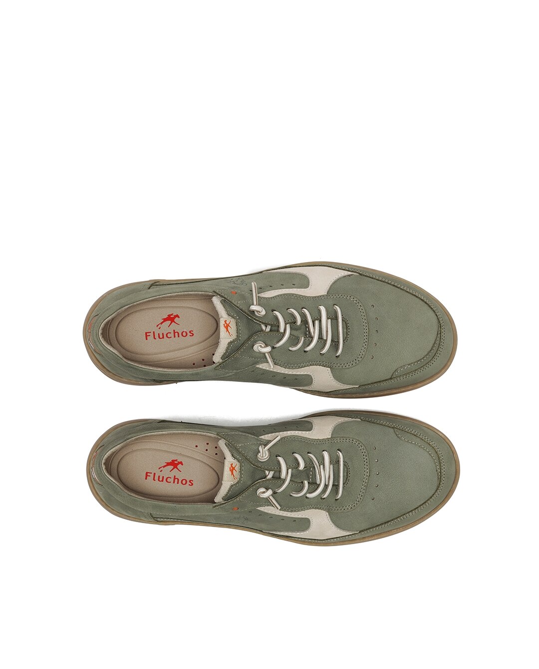 Zapatos de cordones de hombre fabricados en nobuck - Fluchos - Verde Verde-5