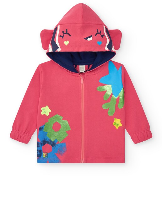 Imagen 0 de Sudadera de bebé niña de capucha con orejas decorativas y cremallera