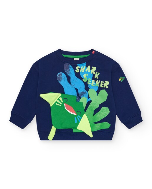 Imagen 0 de Sudadera de niño en azul marino con aletas 3D