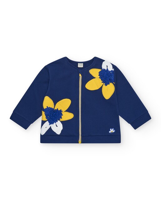 Imagen 0 de Sudadera de bebé niña de felpa con cuello redondo y cremallera