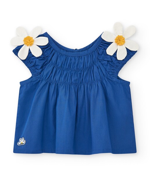 Imagen 0 de Blusa de bebé niña con fruncido y apliques de flor