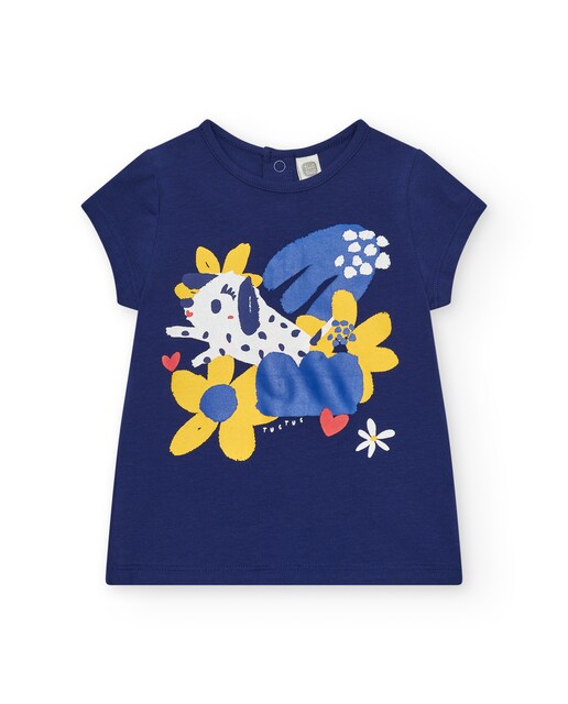 Imagen 0 de Camiseta de niña con dibujo frontal y botones traseros