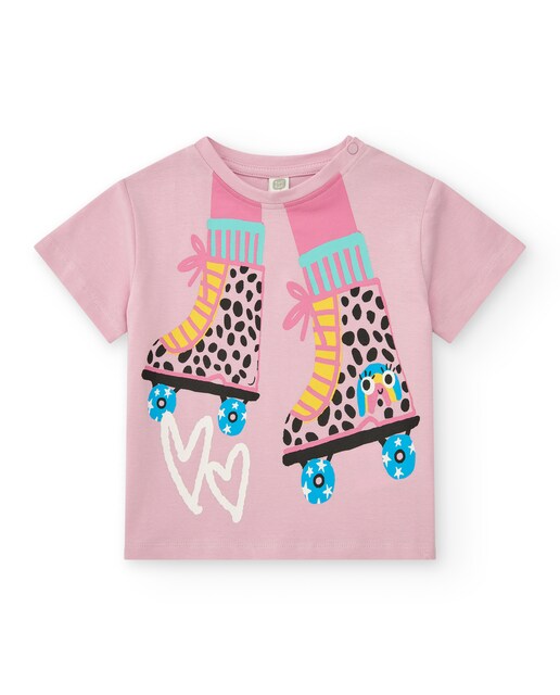 Imagen 0 de Camiseta de bebé niña de manga corta con dibujo frontal