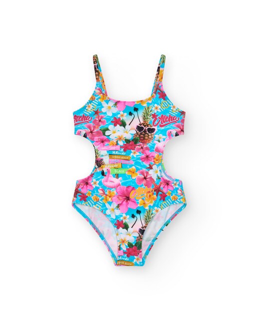Imagen 0 de Bañador de niña multicolor con estampado tropical