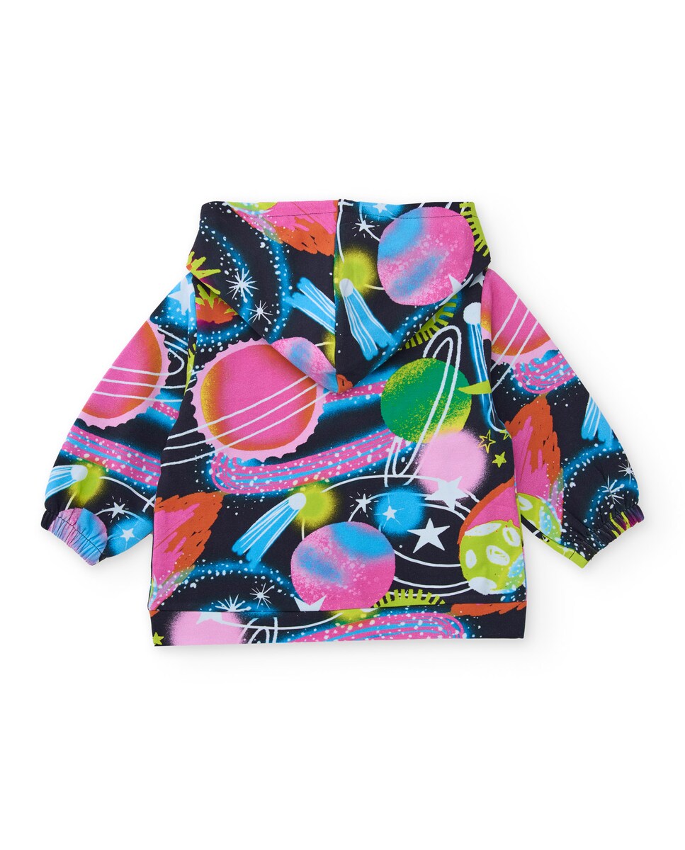 Sudadera para niña con capucha y estampado espacial multicolor