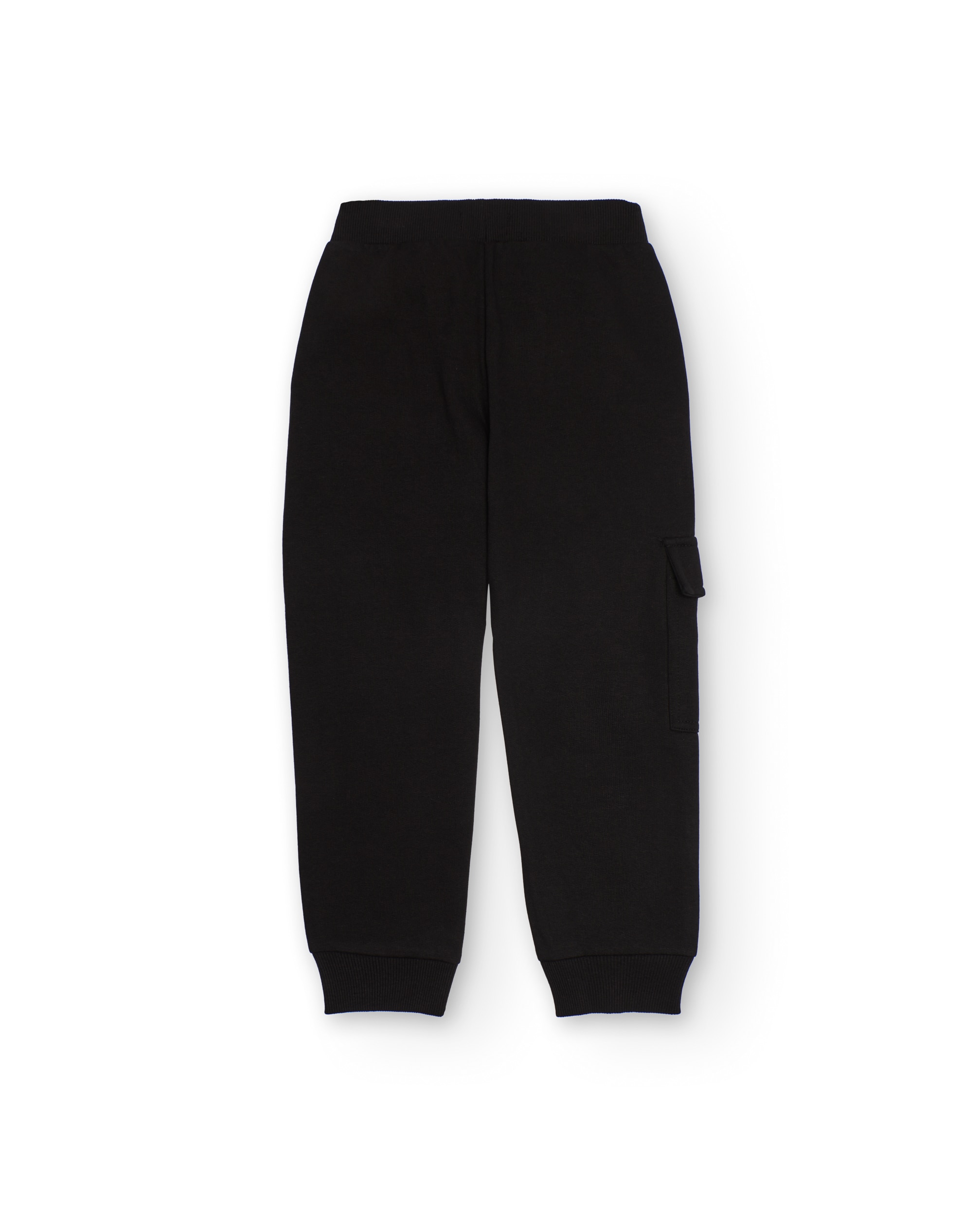 Pantalón de niño de felpa con bolsillo cargo y puños de canalé - Tuc tuc - Negro Negro-2