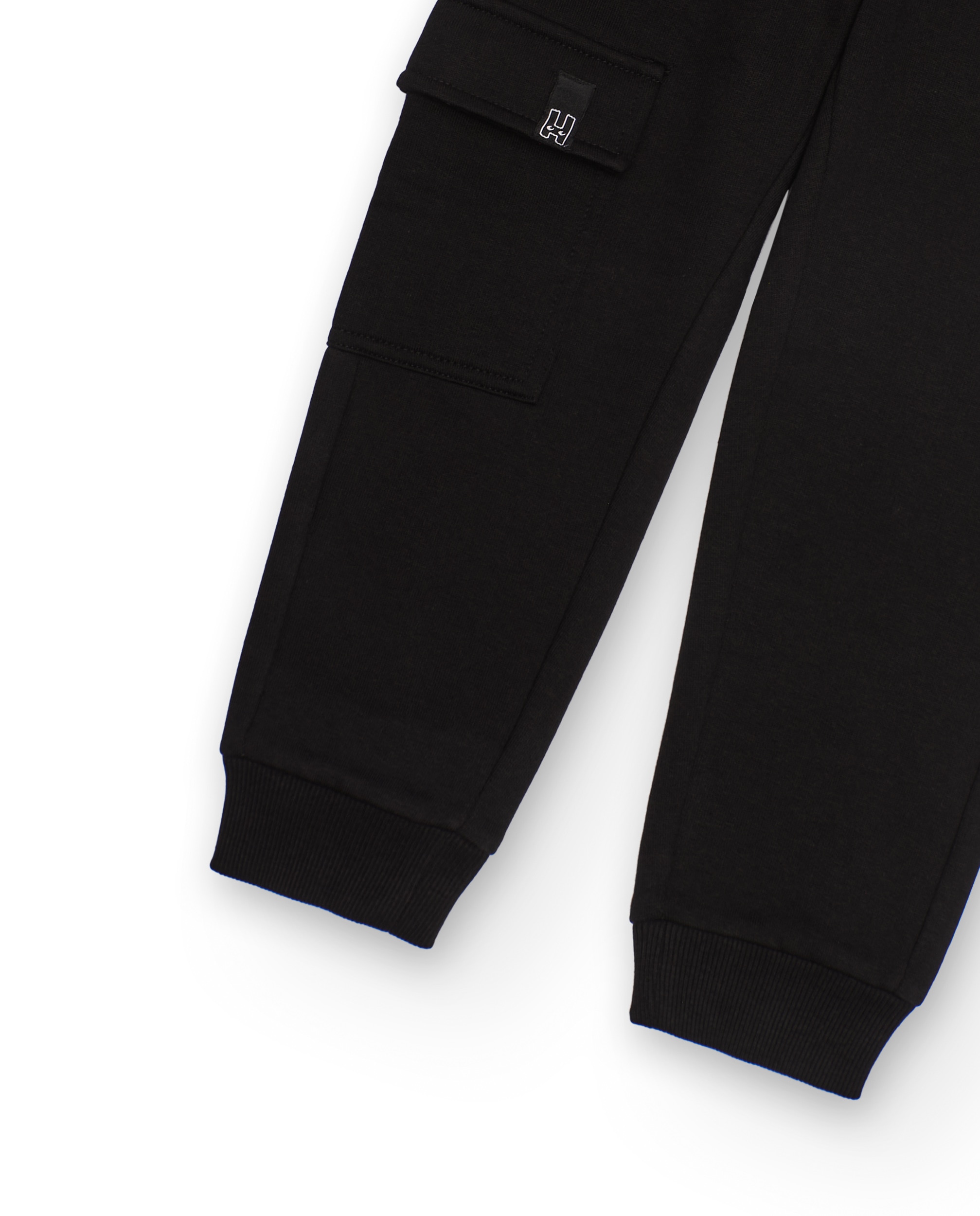 Pantalón de niño de felpa con bolsillo cargo y puños de canalé - Tuc tuc - Negro Negro-5