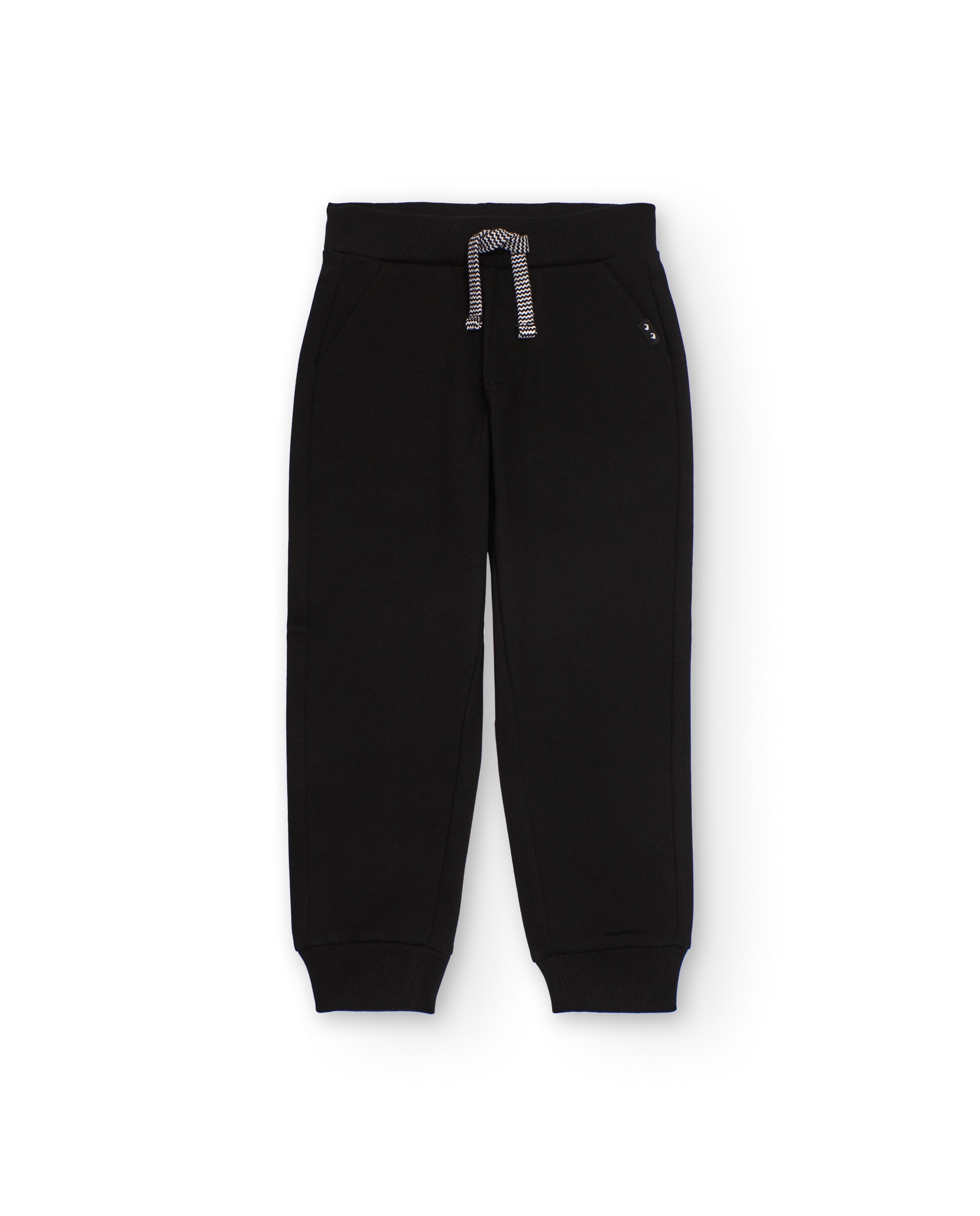 Pantalón de niño de felpa con cordón bicolor y bajos acanalados