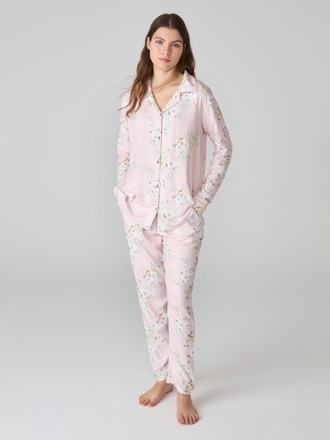 Imagen 0 de Pijama largo para mujer en rosa con estampado floral