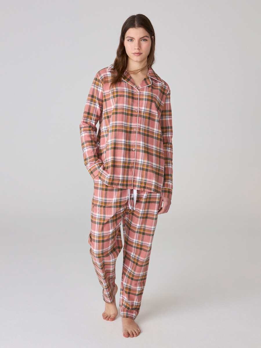 Conjunto de pijama para mujer en rosa con estampado de cuadros