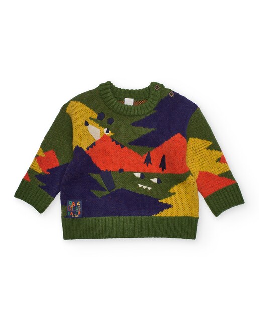 Imagen 0 de Suéter de punto de bebé multicolor con diseño de dragón