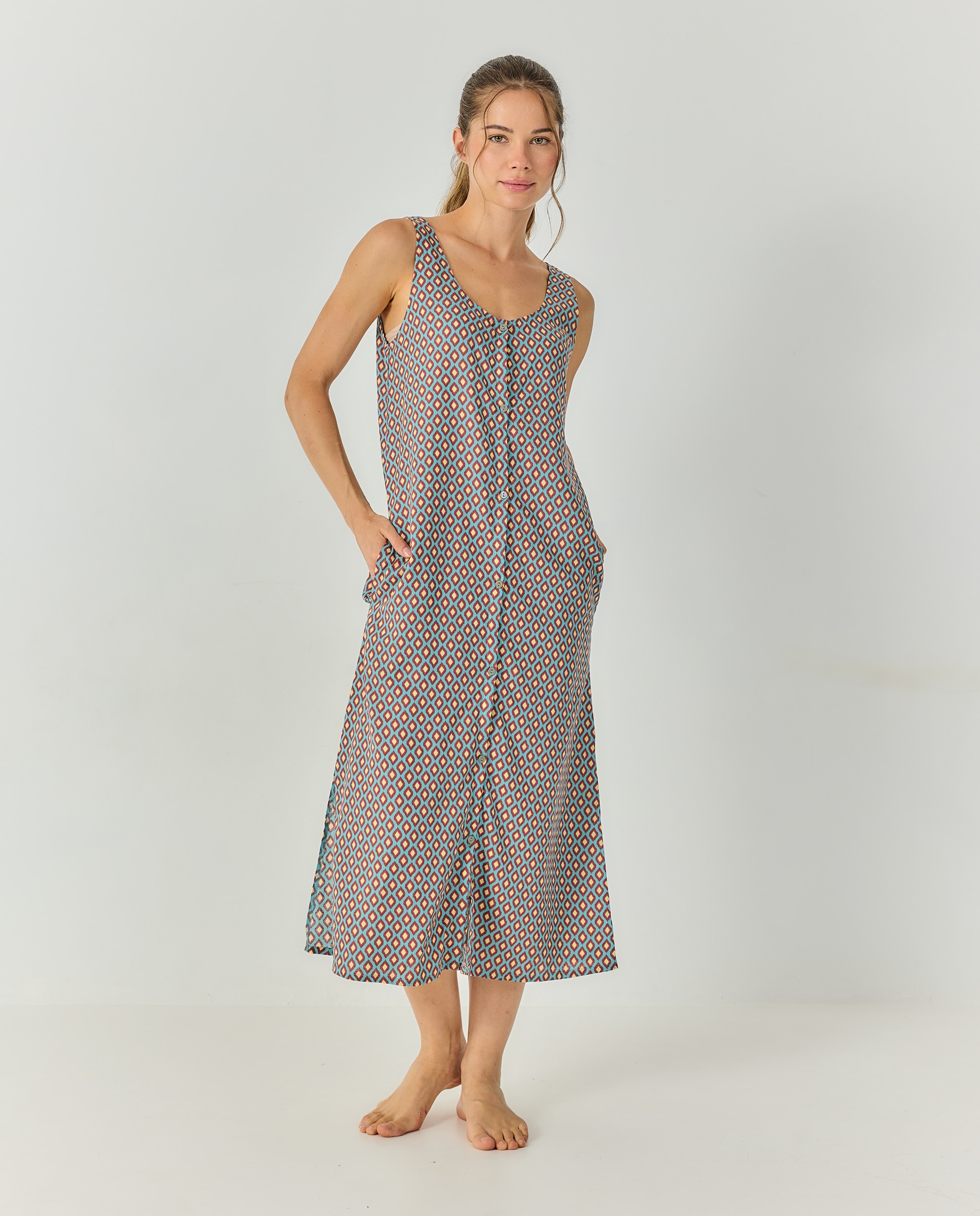 Imagen 0 de Camisola mujer tirantes estampado sabana Azul Turquesa