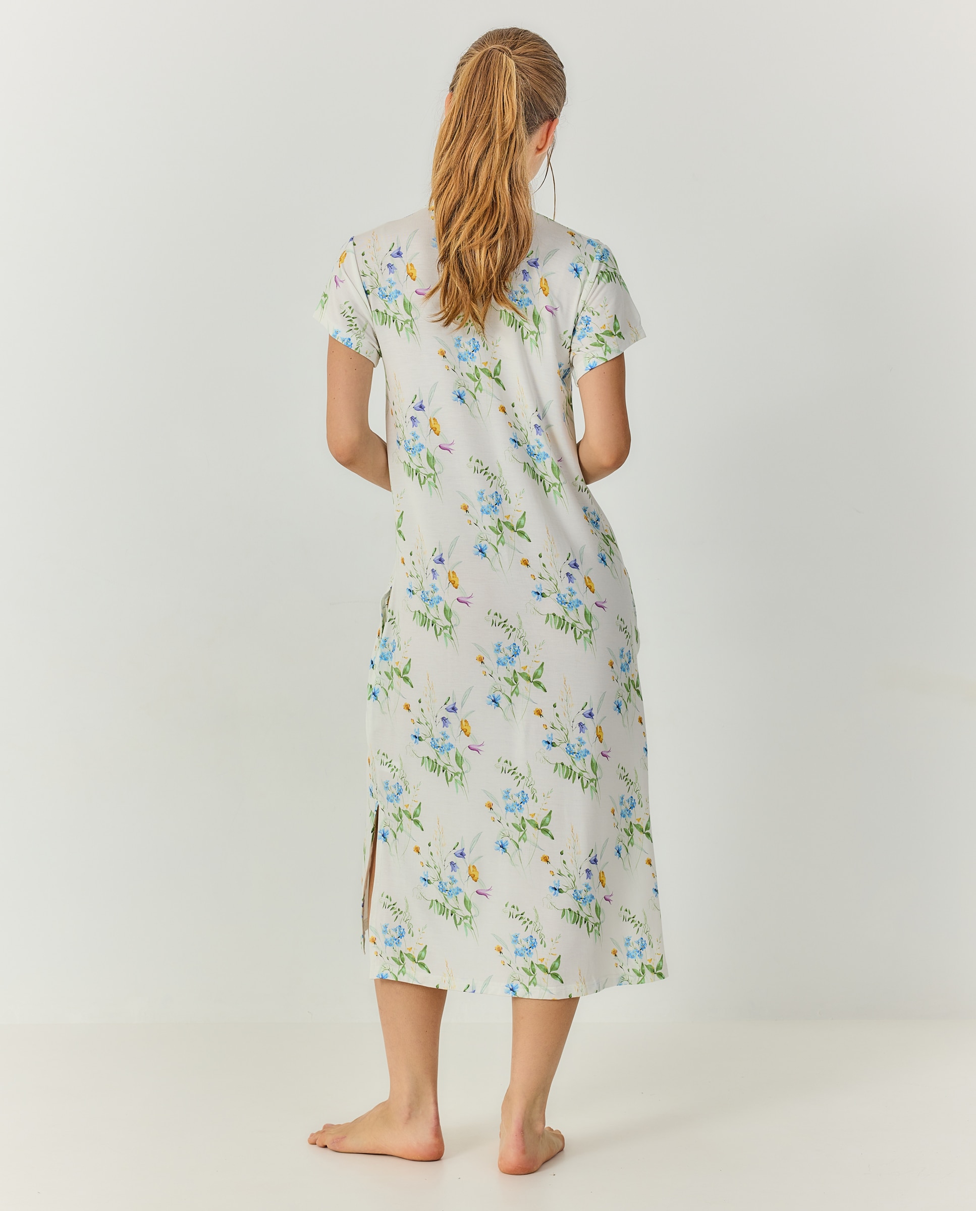Camisola mujer modal estampado floral botones - J&J Brothers - Azul celeste Azul celeste-2