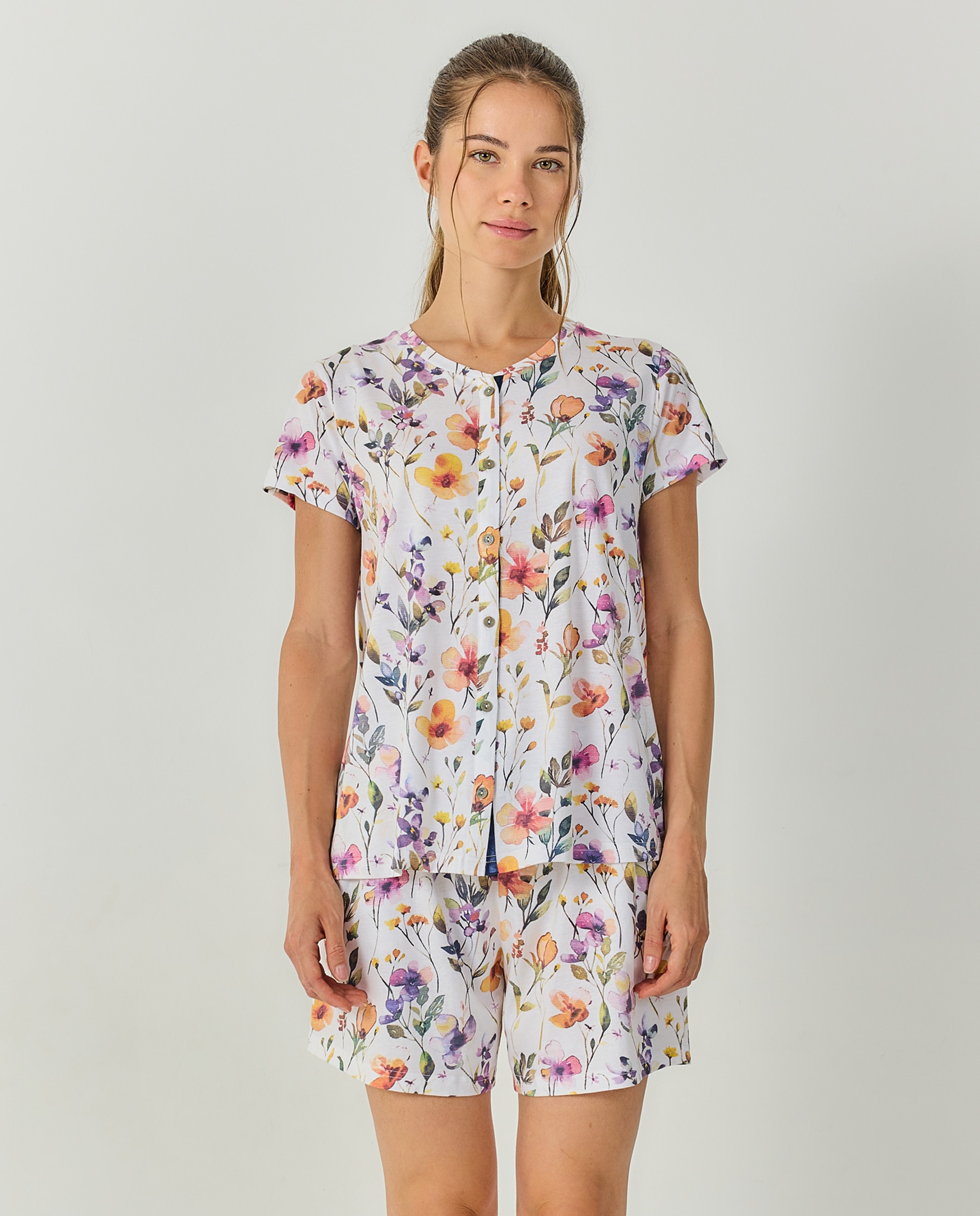 Imagen 0 de Pijama mujer corte punto manga corta Multicolor