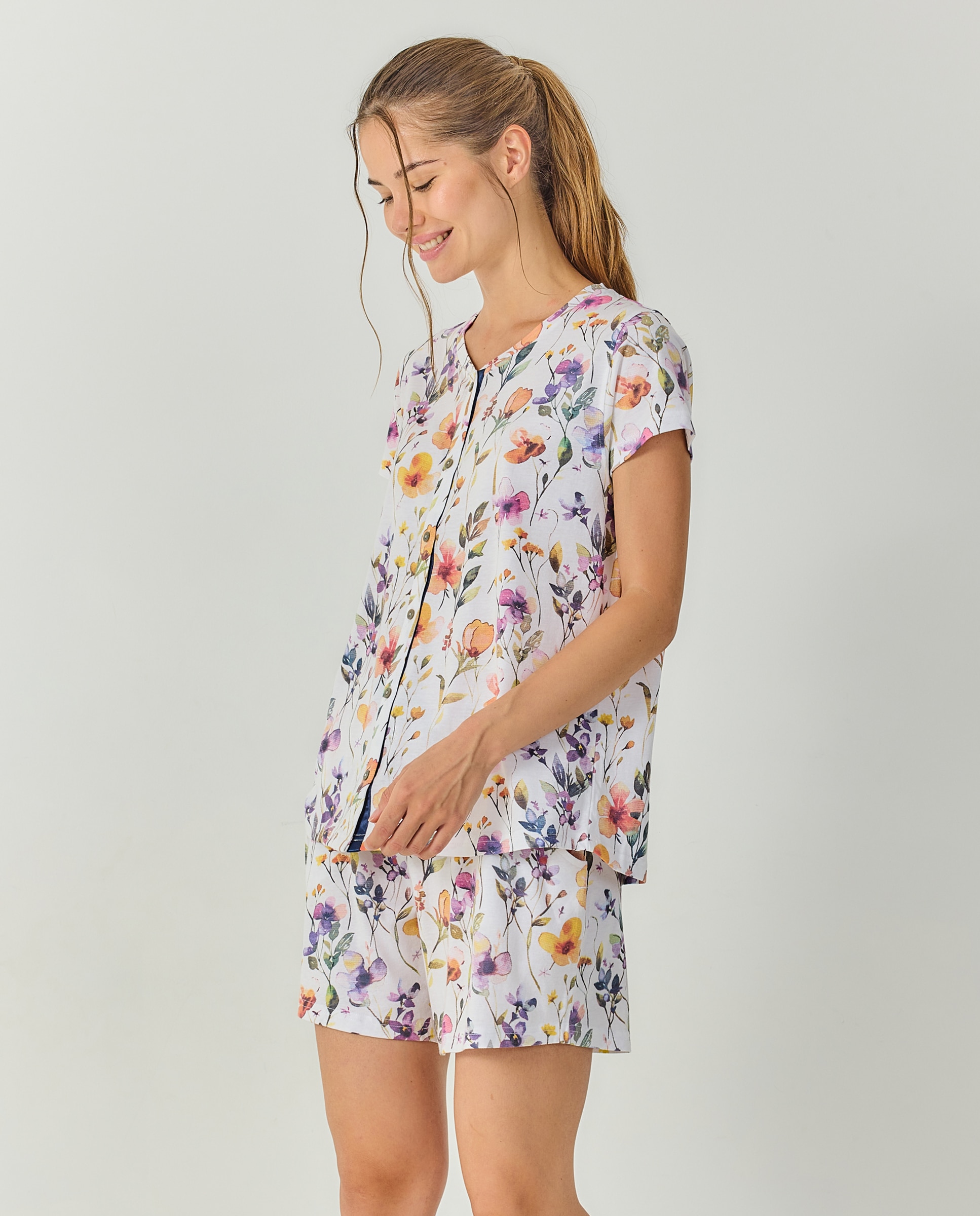 Pijama mujer corte punto manga corta - J&J Brothers - Multicolor Multicolor-3