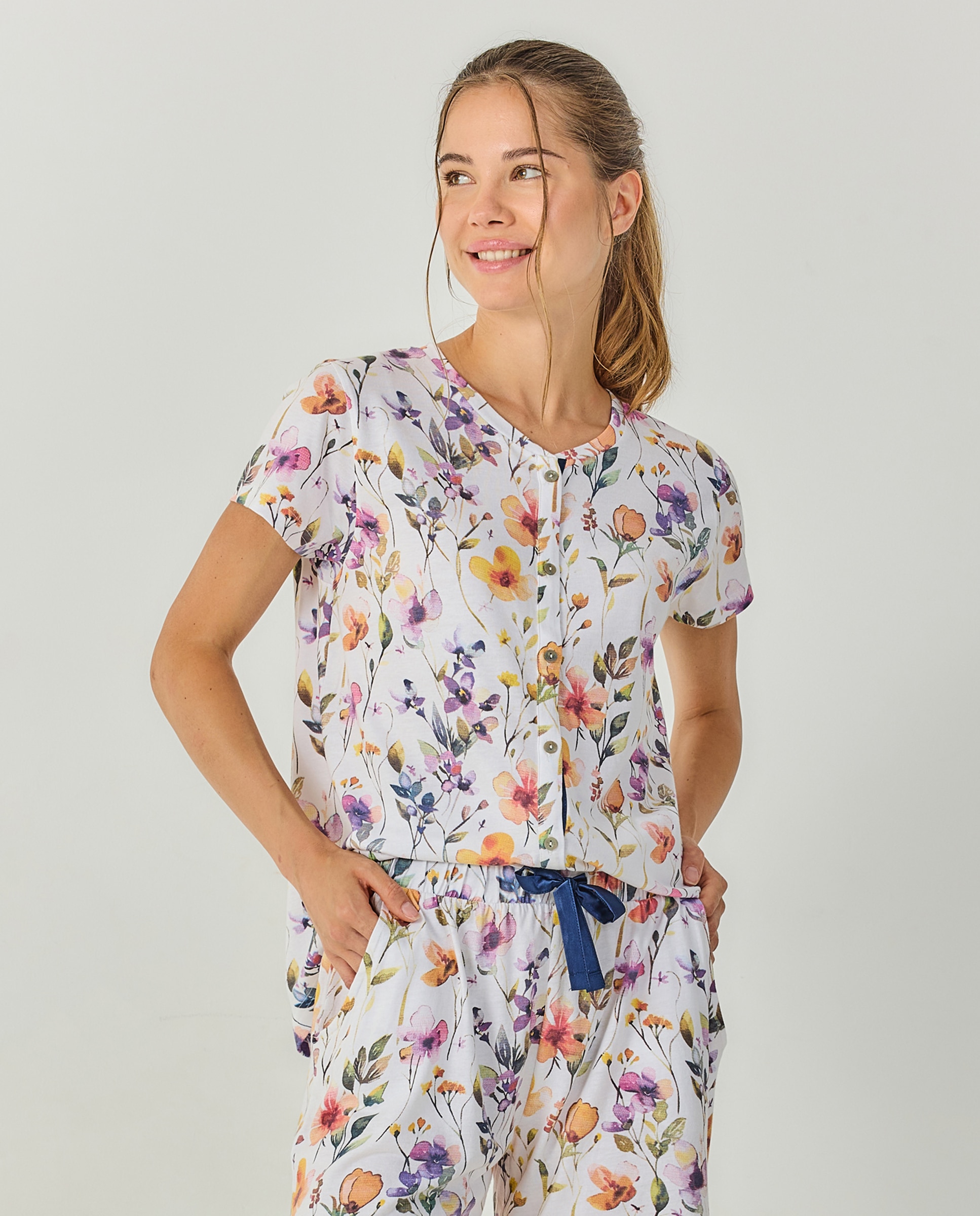 Pijama mujer corte punto manga corta - J&J Brothers - Multicolor Multicolor-4