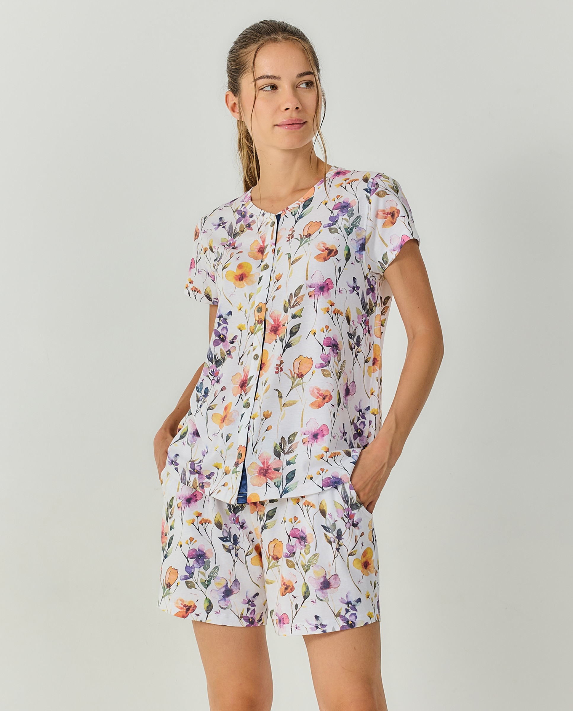 Pijama mujer corte punto manga corta - J&J Brothers - Multicolor Multicolor-5