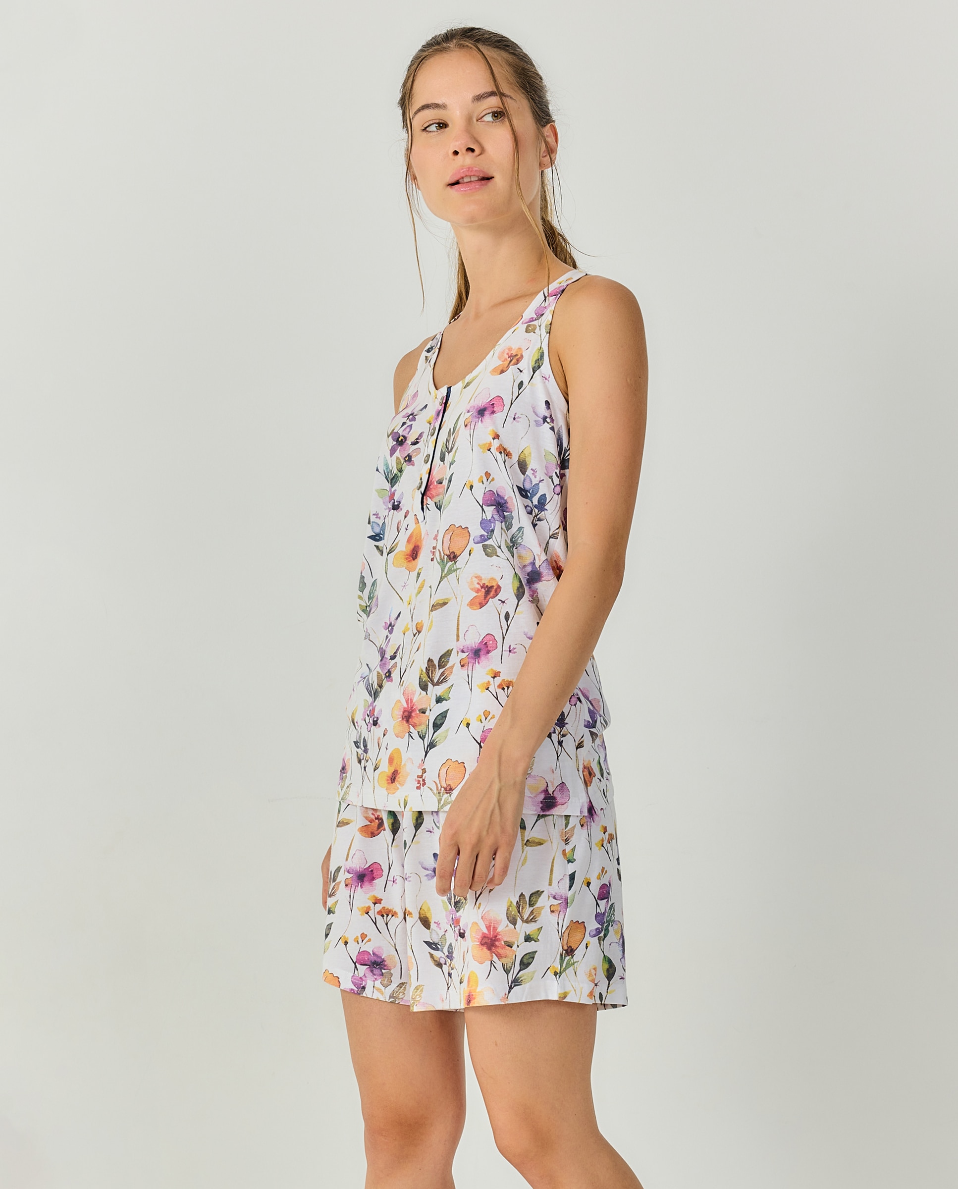 Pijama mujer sin mangas estampado floral - J&J Brothers - Multicolor Multicolor-3