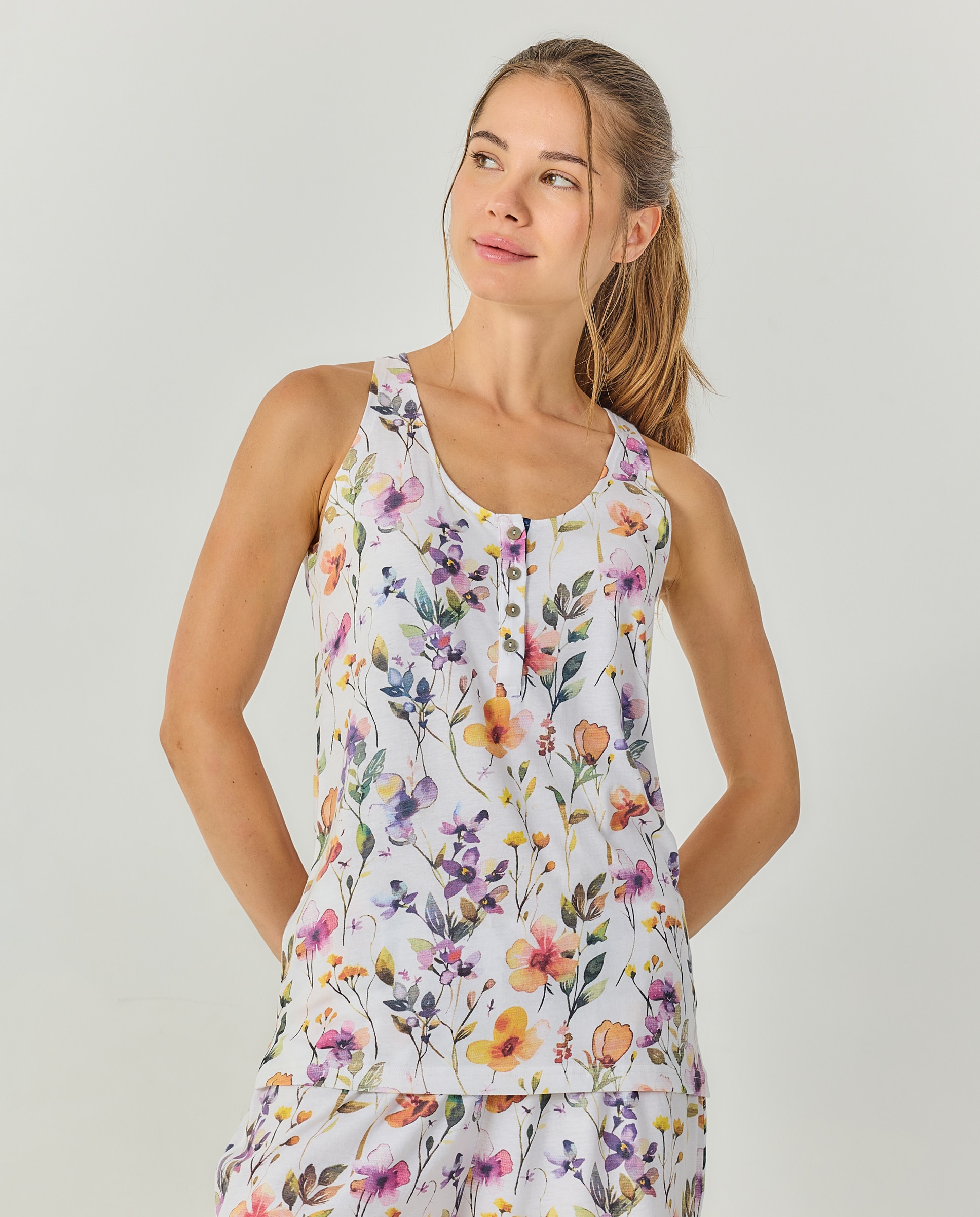 Pijama mujer sin mangas estampado floral - J&J Brothers - Multicolor Multicolor-4