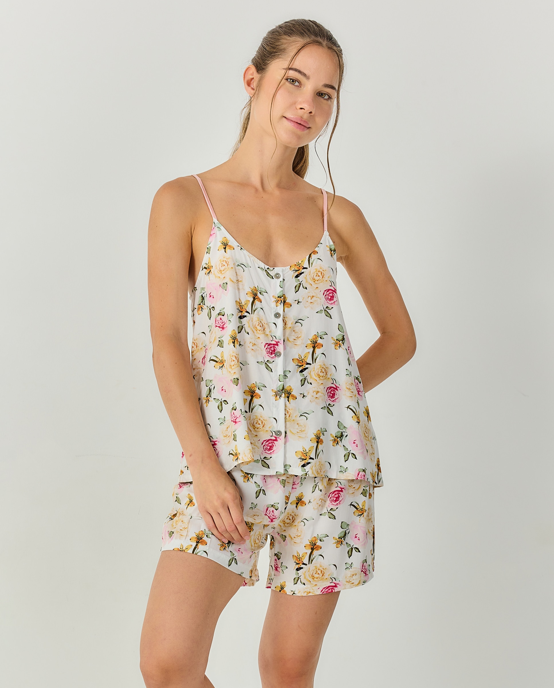 Pijama mujer tirantes con pantalón corto - J&J Brothers - Rosa Rosa-4