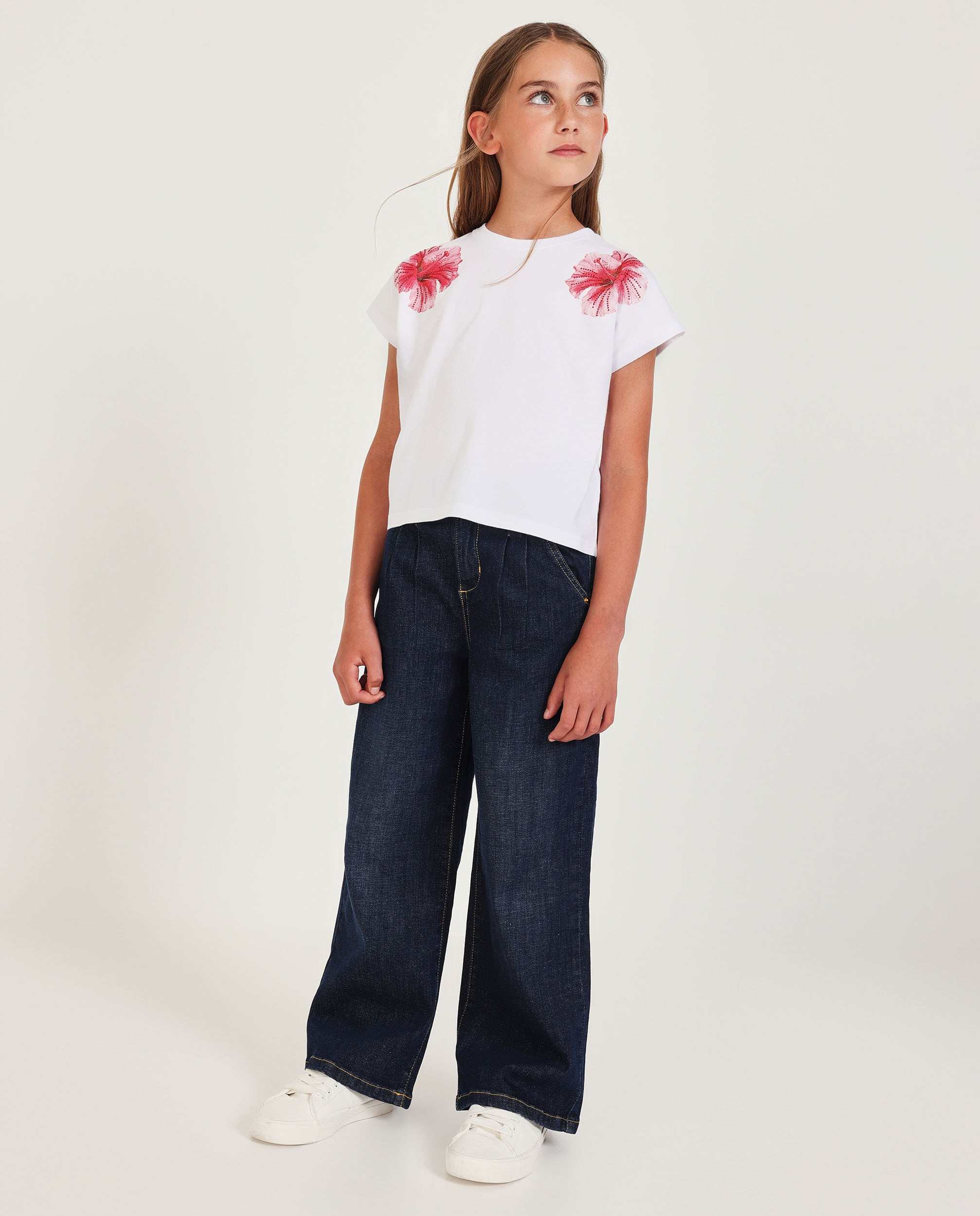 Pantalones de niña de plana y tejido denim - Tuc tuc - Azul denim Azul denim-1