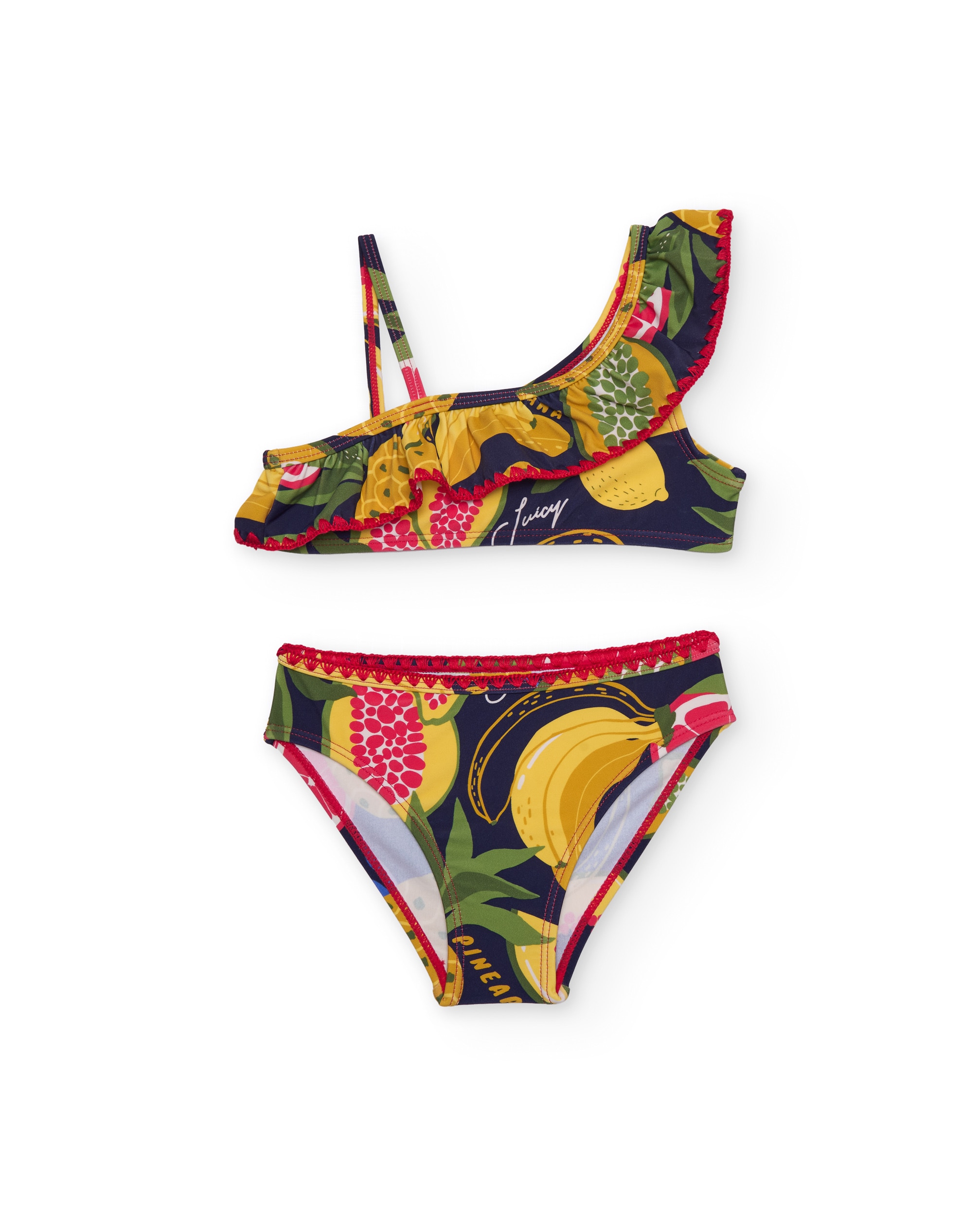 Imagen 0 de Bikini de niña de punto con volante en escote Amarillo