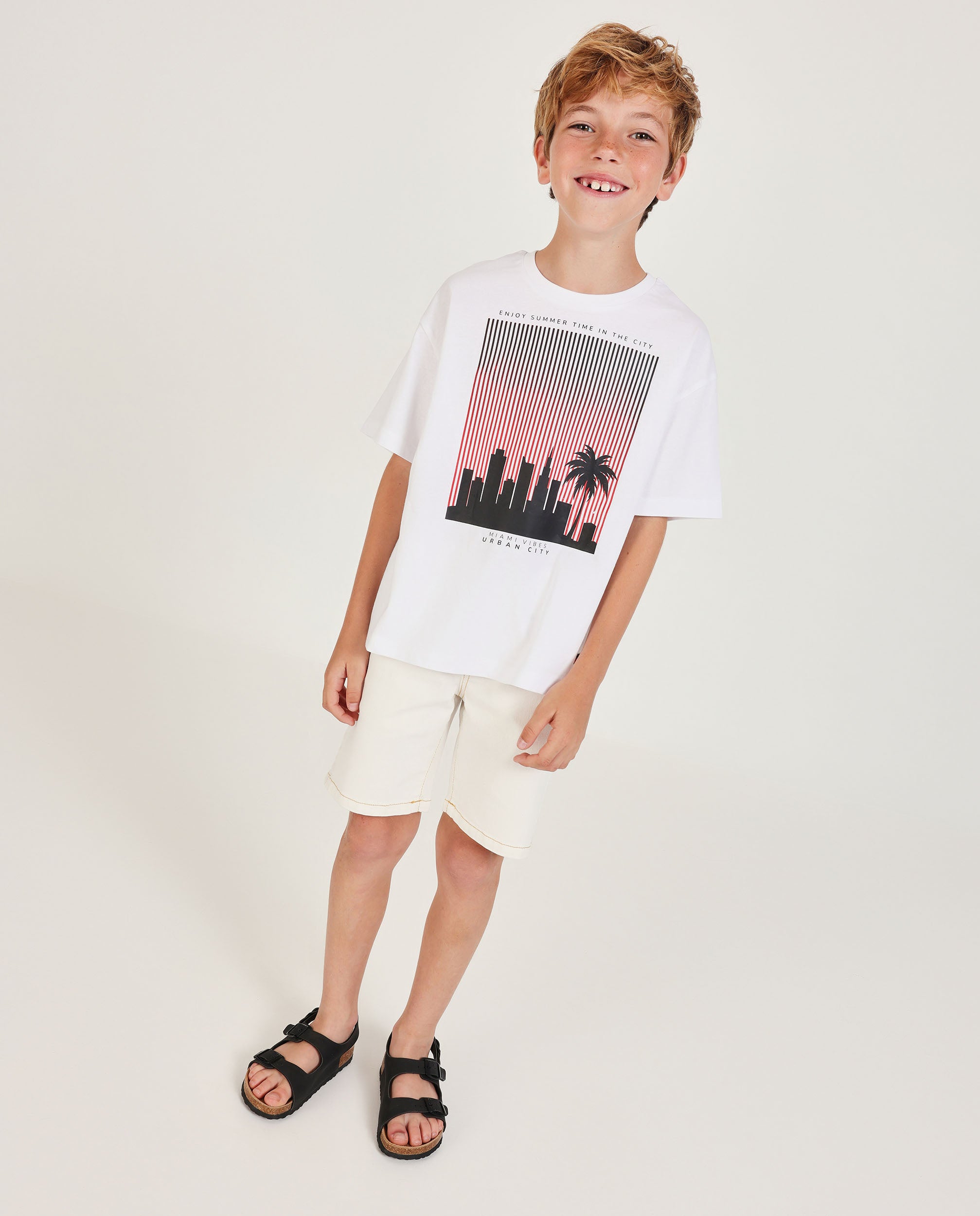 Bermuda de niño de plana con costuras en contraste - Tuc tuc - Blanco Blanco-2