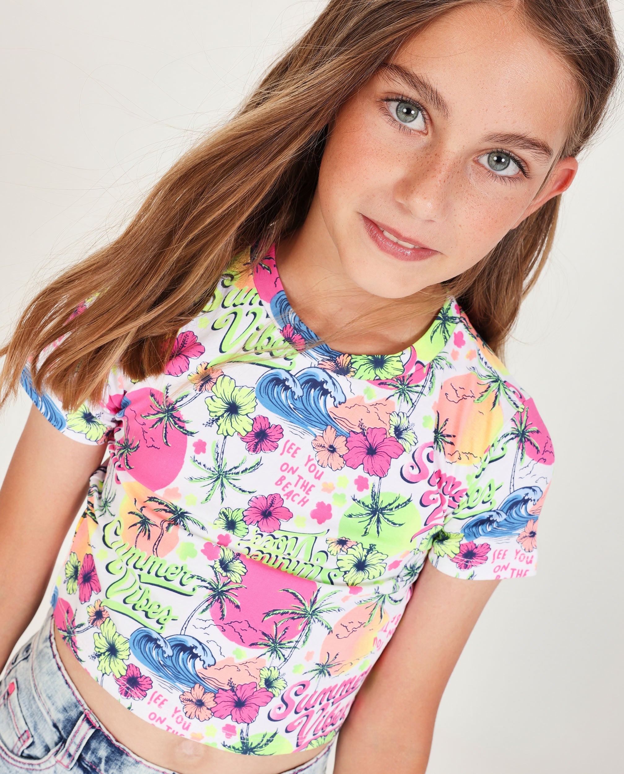 Camiseta de niña de punto con estampado veraniego - Tuc tuc - Rosa Rosa-2