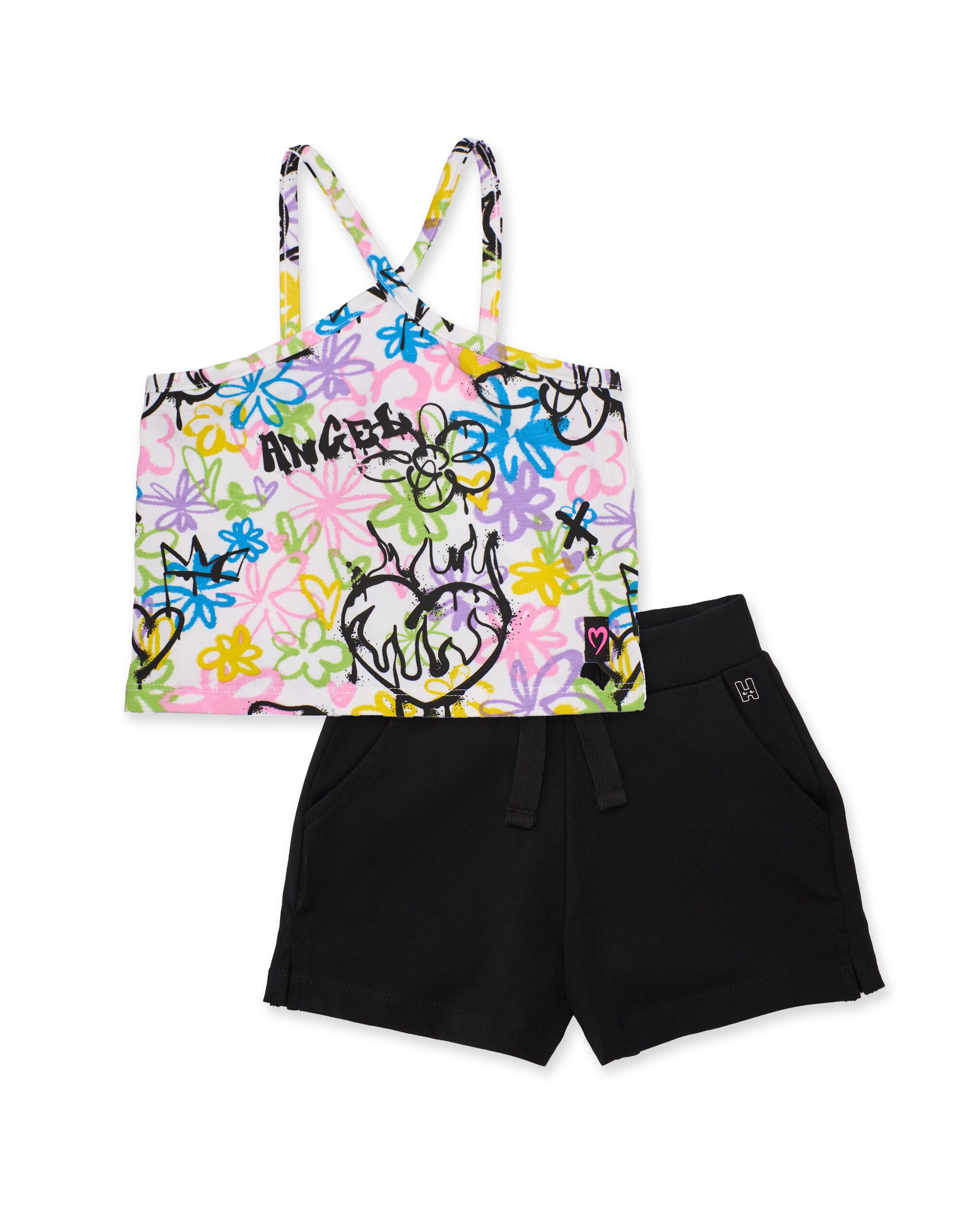 Conjunto de niña de punto con estampado grafiti