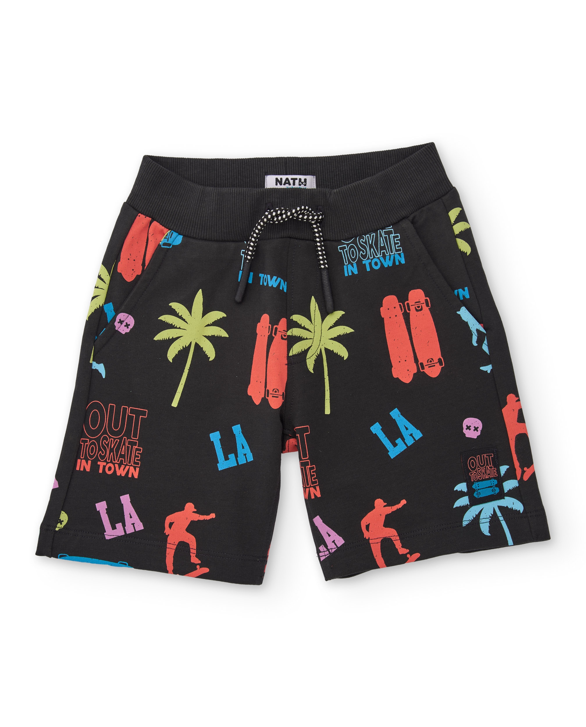 Imagen 0 de Bermuda de niño de punto con motivos urbanos Negro
