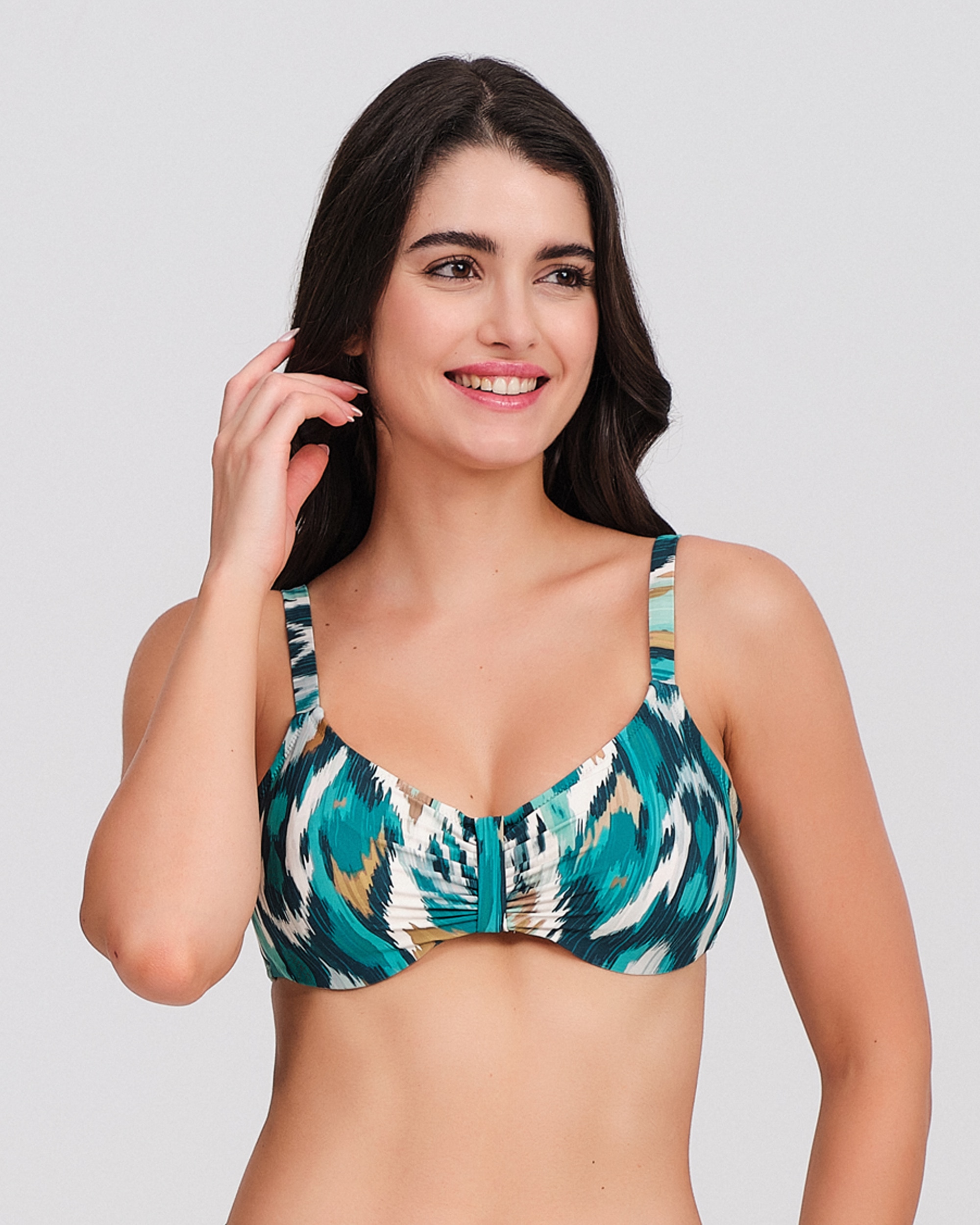Carey - Top de bikini mujer escote balconette detalle fruncido.
