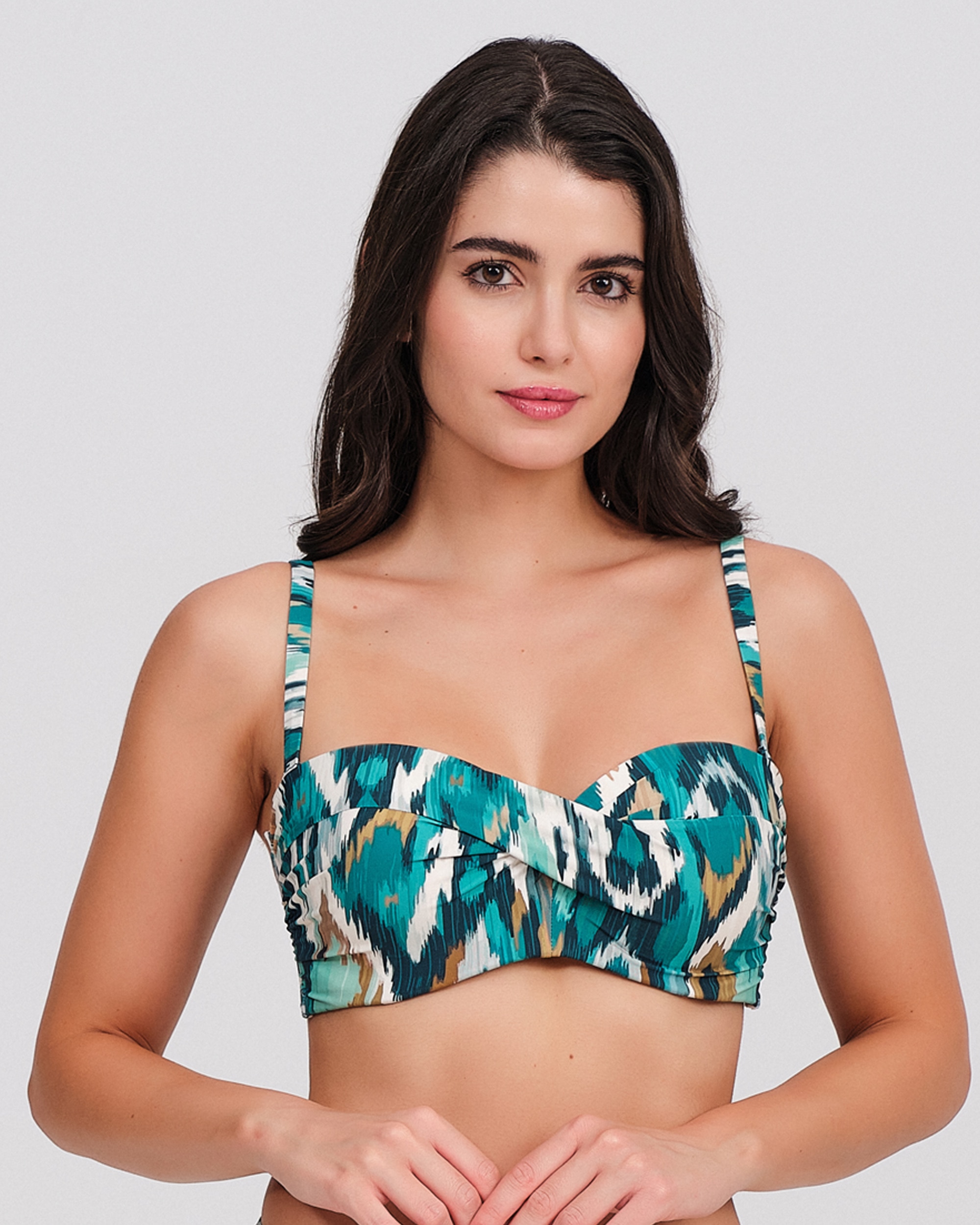 Imagen 0 de Top bikini mujer detalle cruzado tirantes finos Verde Agua