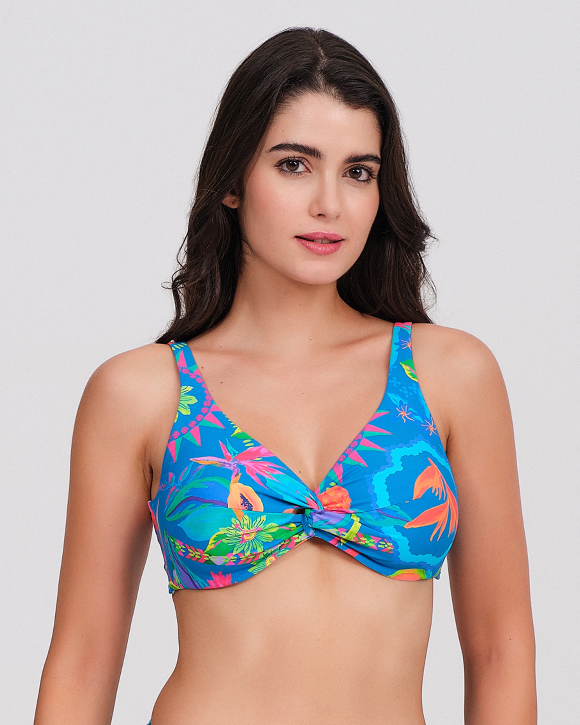 Carey - Top bikini mujer escote pico tirantes anchos.