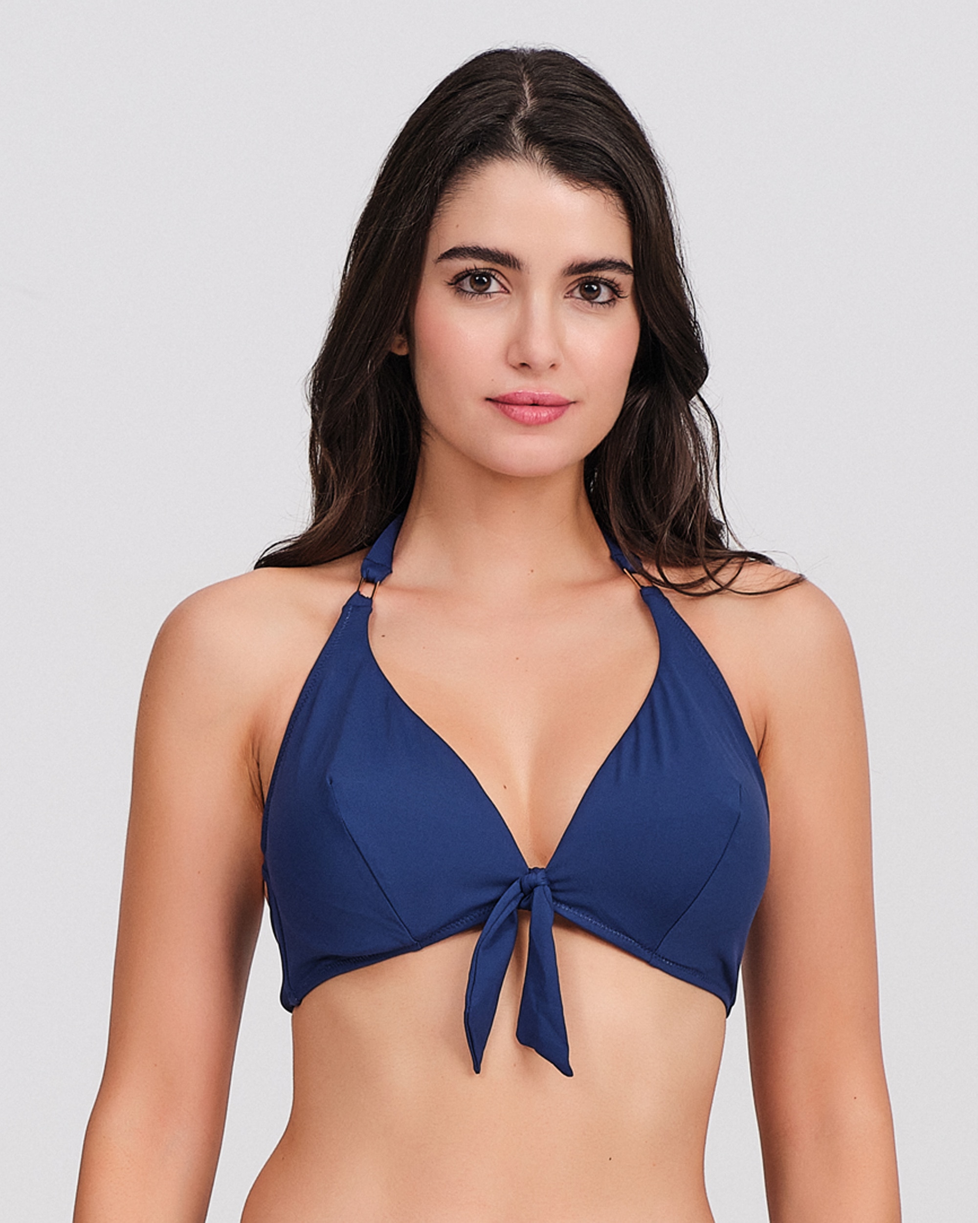 Imagen 0 de Top bikini mujer cuello halter detalle nudo frontal Azul marino