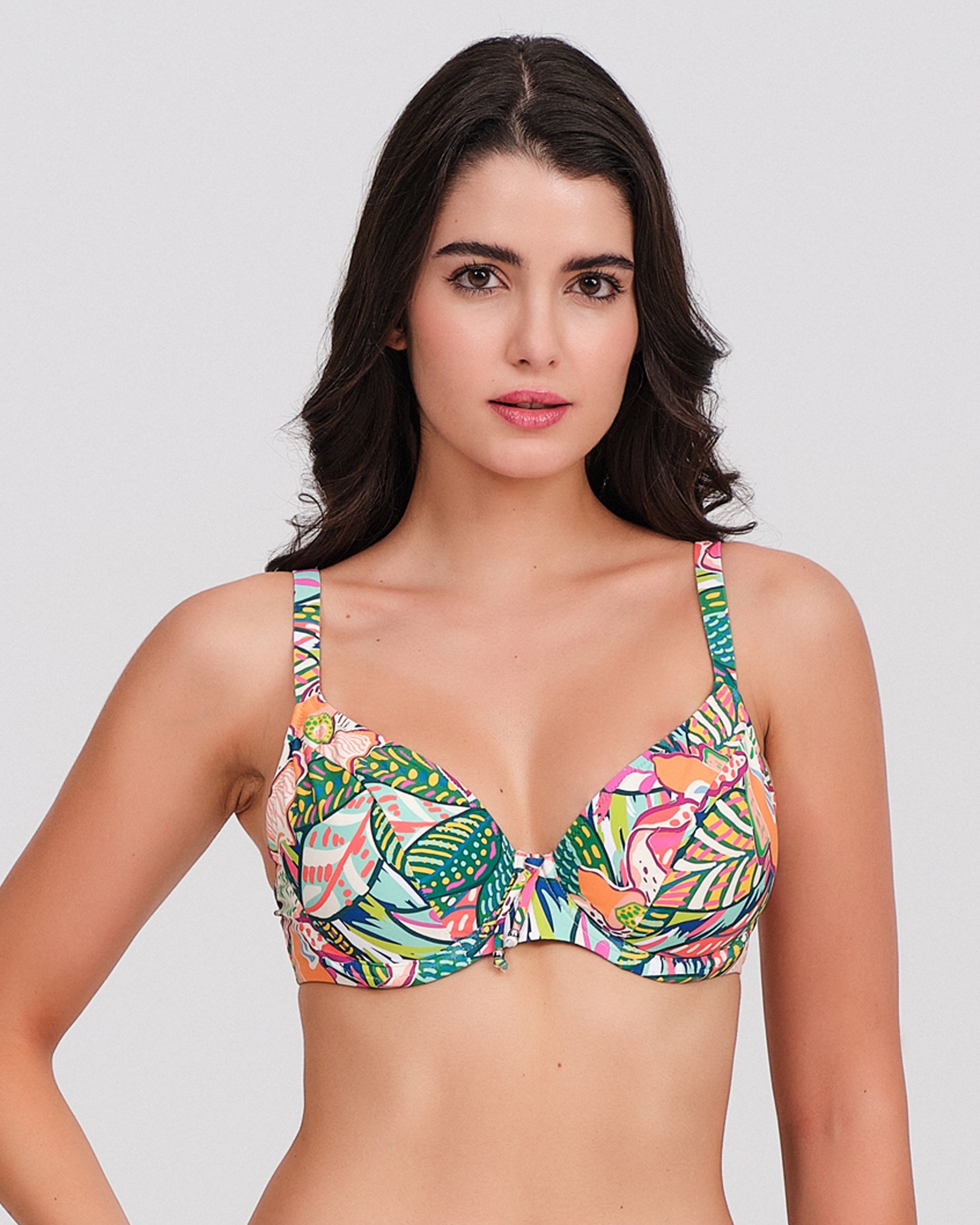 Imagen 0 de Top bikini mujer estampado tropical con aros Multicolor
