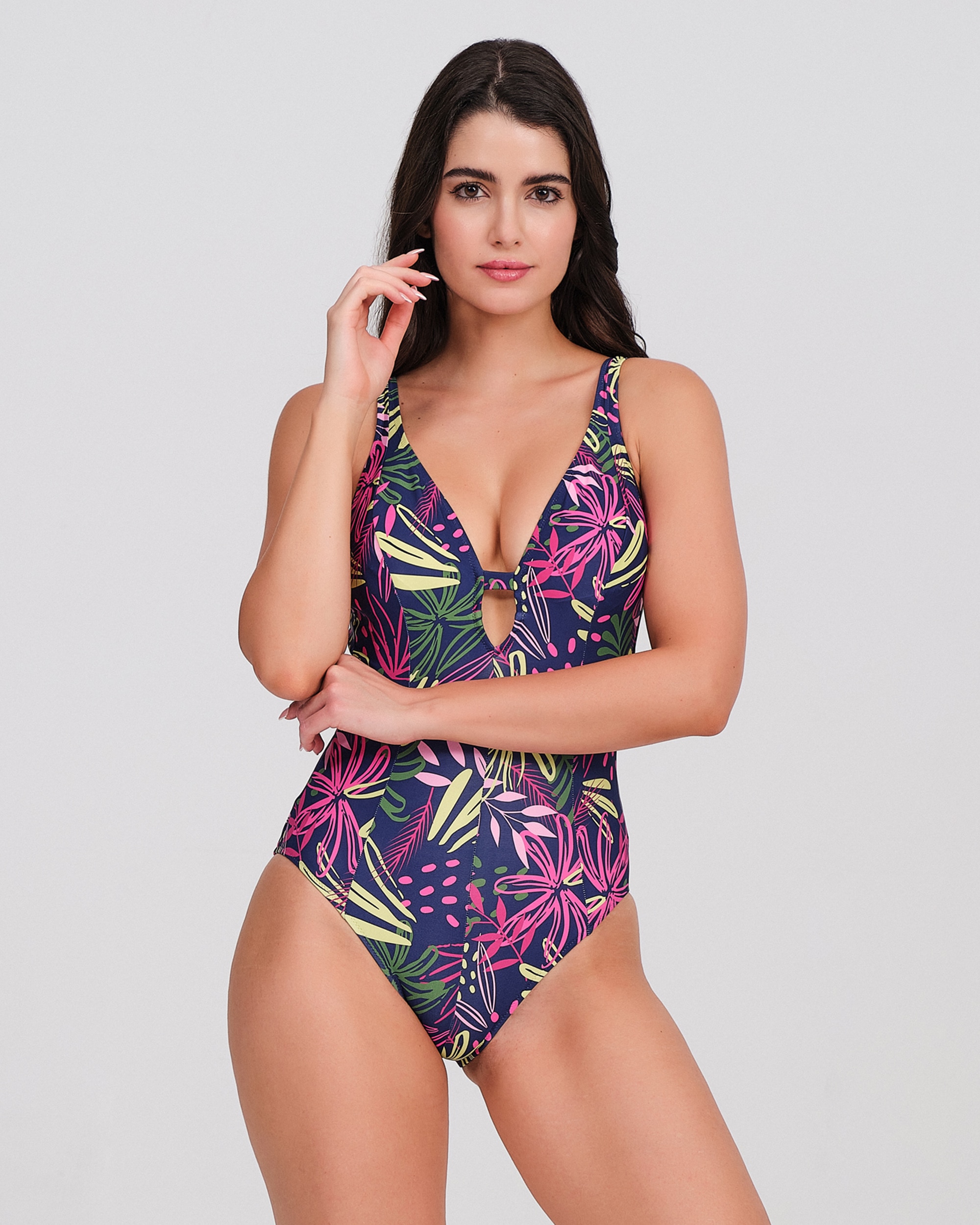 Imagen 0 de Bañador mujer reductor estampado Azul marino