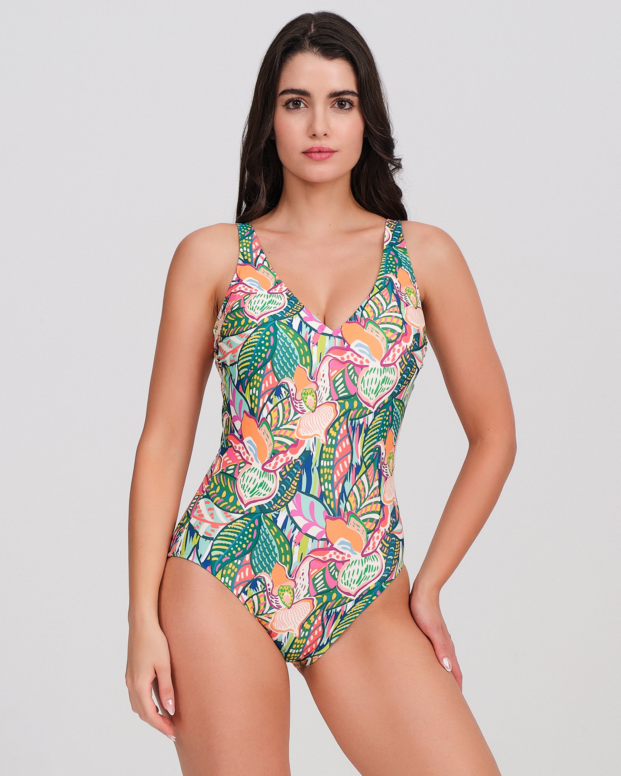 Imagen 0 de Bañador mujer escote pico estampado floral Multicolor