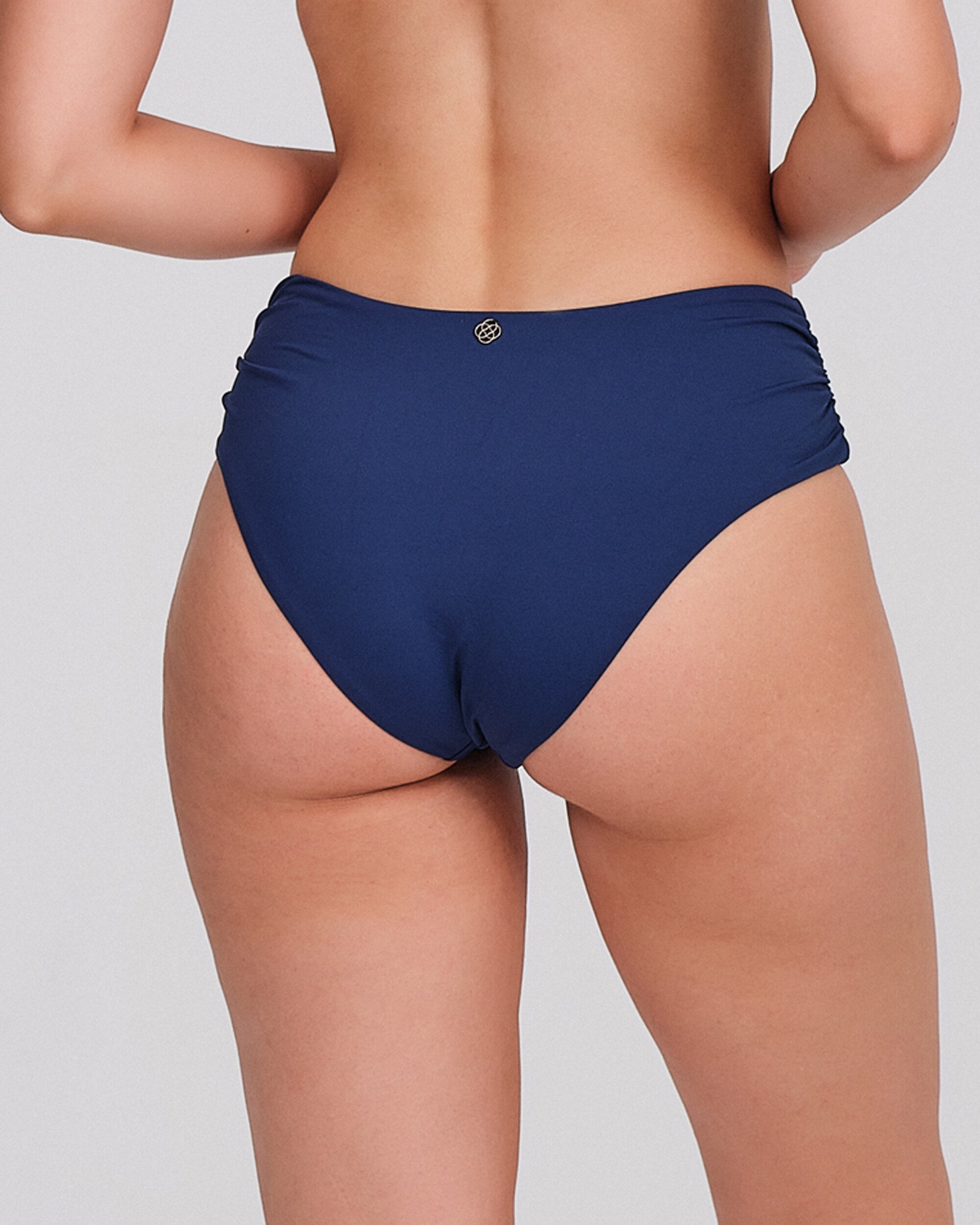 Braguita bikini mujer laterales fruncidos tiro medio - Carey - Azul marino Azul marino-2
