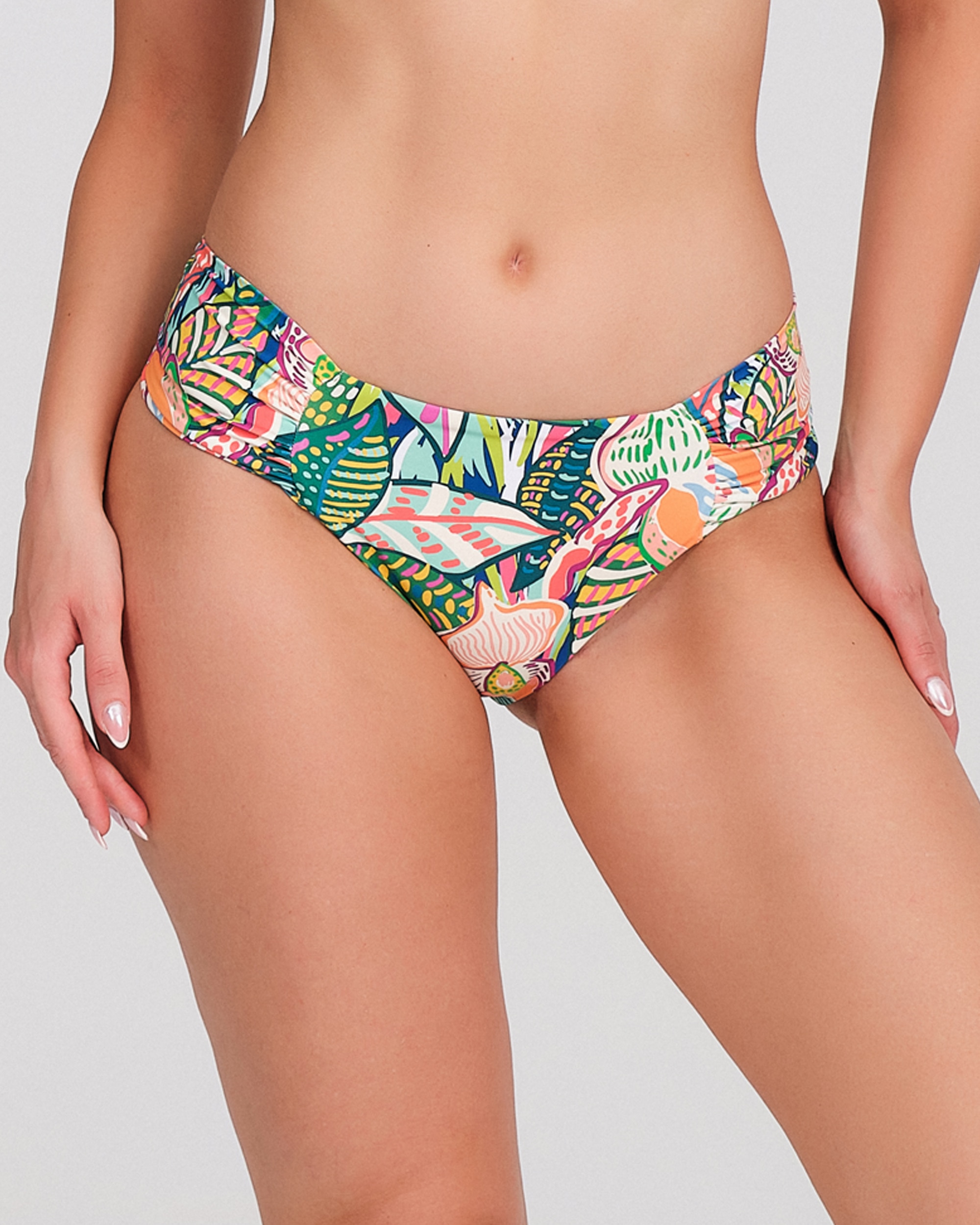 Carey - Braguita bikini mujer tiro medio lateral fruncido.