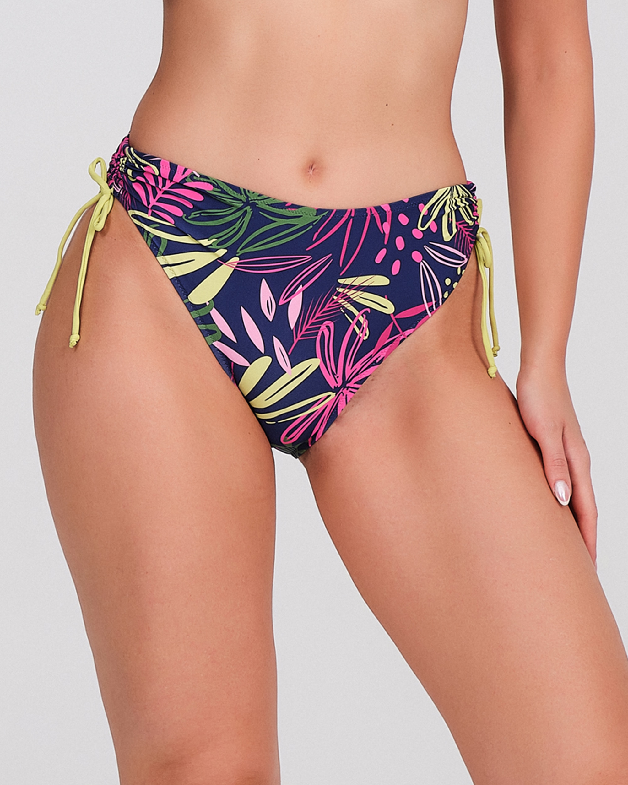 Braguita bikini mujer lazos laterales ajustables tiro medio - Carey - Azul marino Azul marino-1