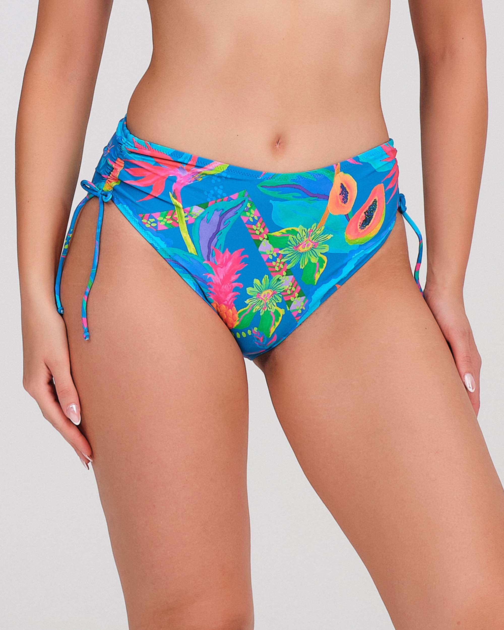 Carey - Braguita bikini mujer cordones laterales fruncido ajustable.
