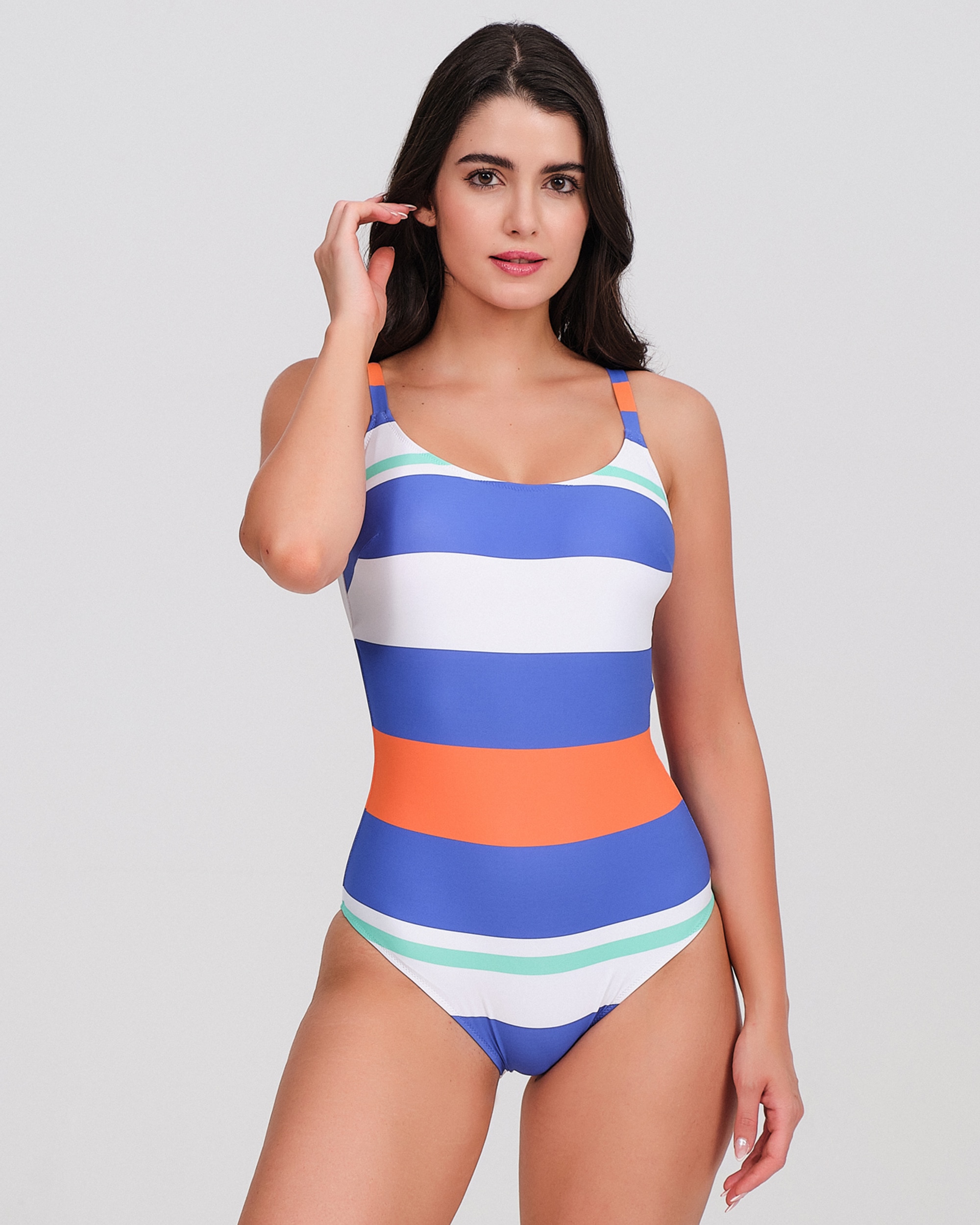 Carey - Bañador mujer escote redondo tirantes ajustables.