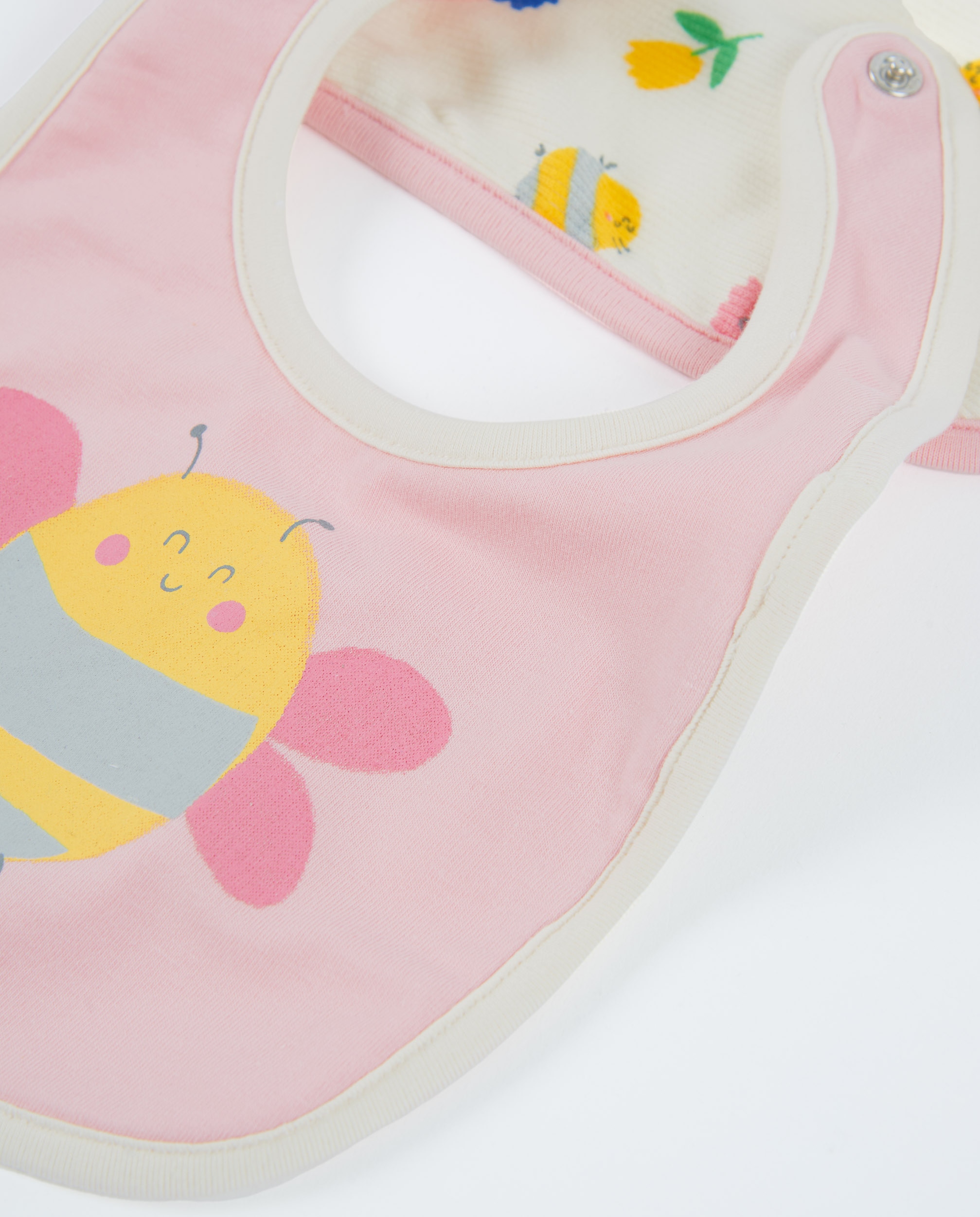 Pack de baberos de bebé niña de punto y cierre automático - Tuc tuc - Rosa Rosa-2