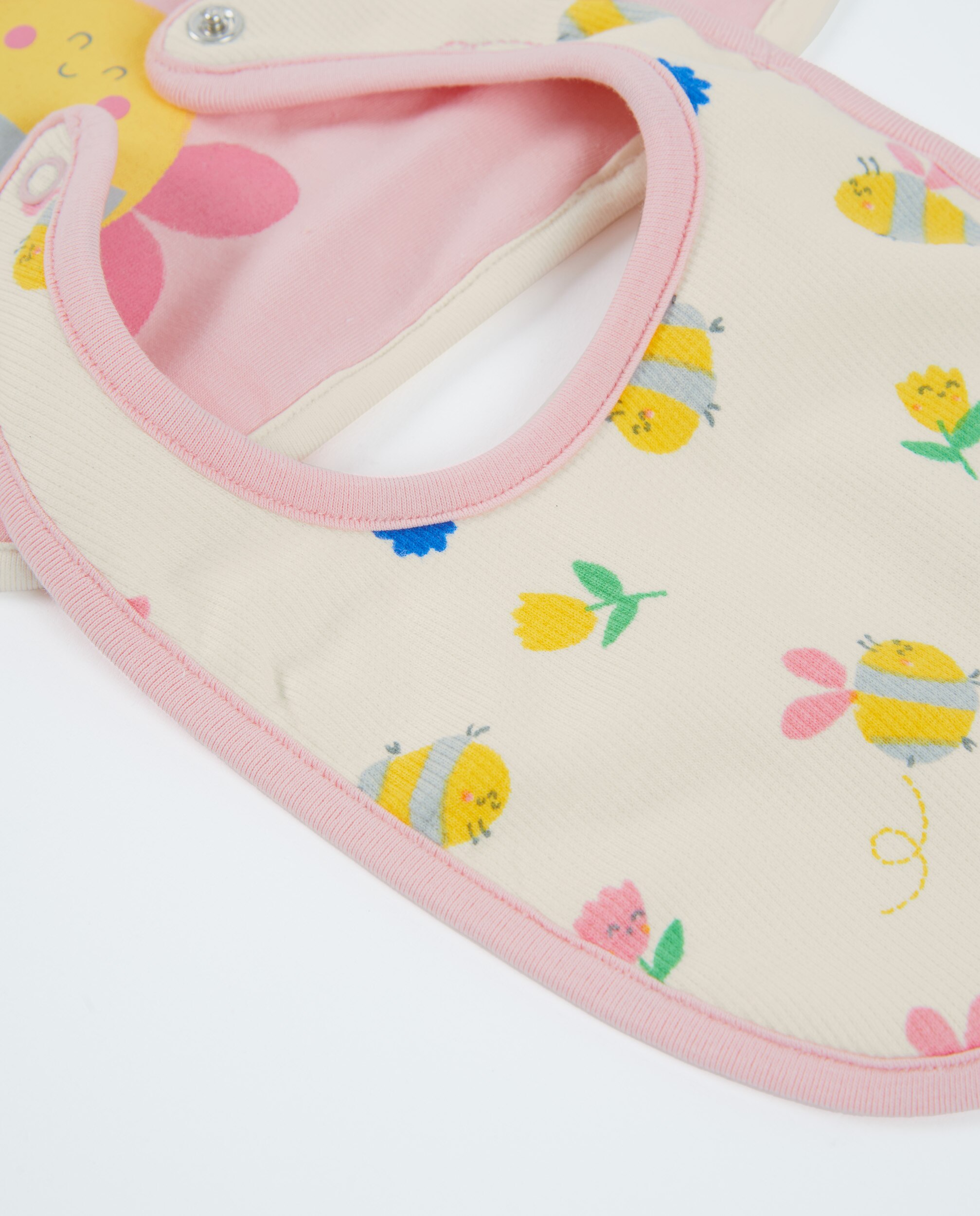 Pack de baberos de bebé niña de punto y cierre automático - Tuc tuc - Rosa Rosa-4