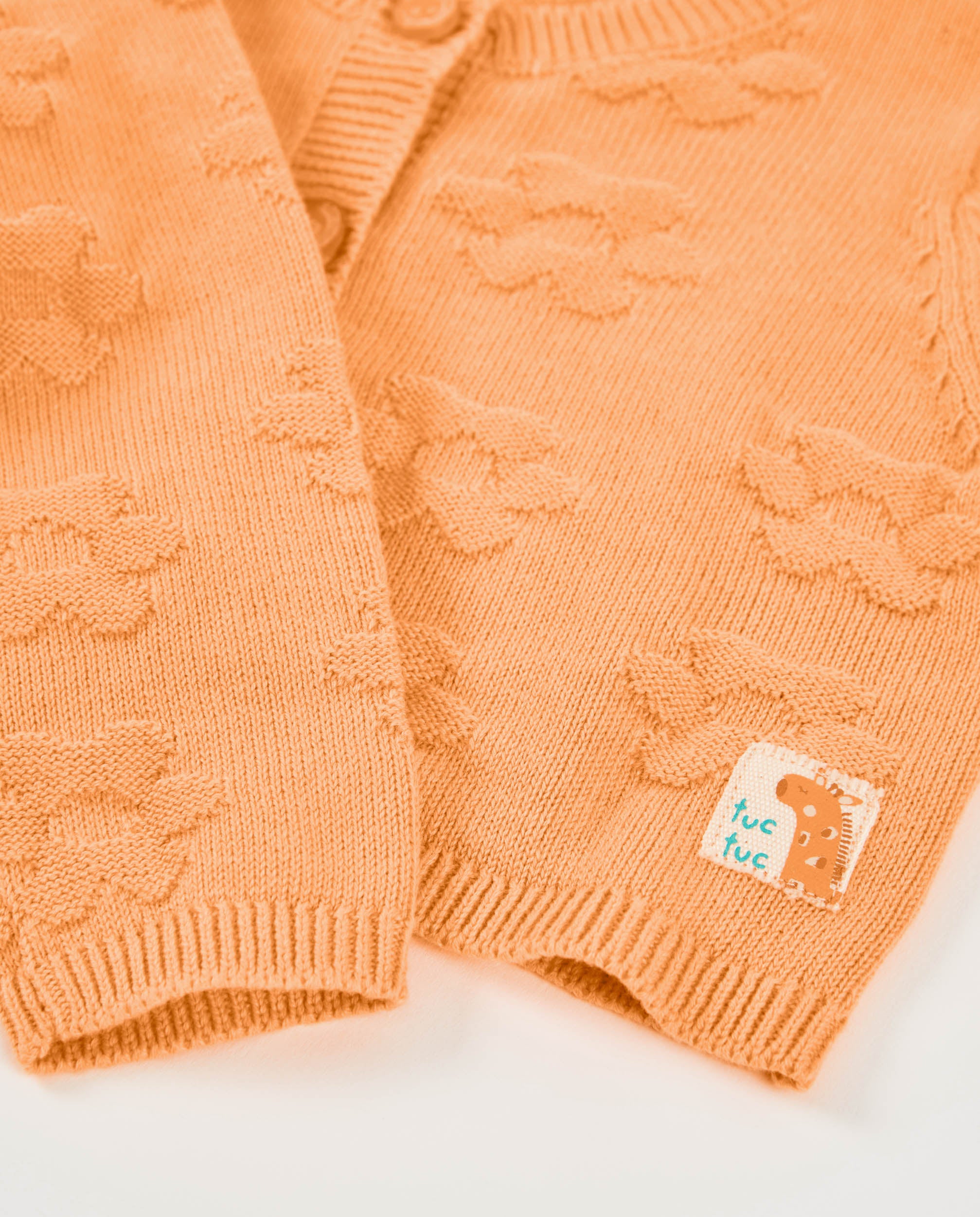 Imagen 5 de Chaqueta de recién nacido de tricot y diseño en relieve - Tuc tuc - Naranja Naranja