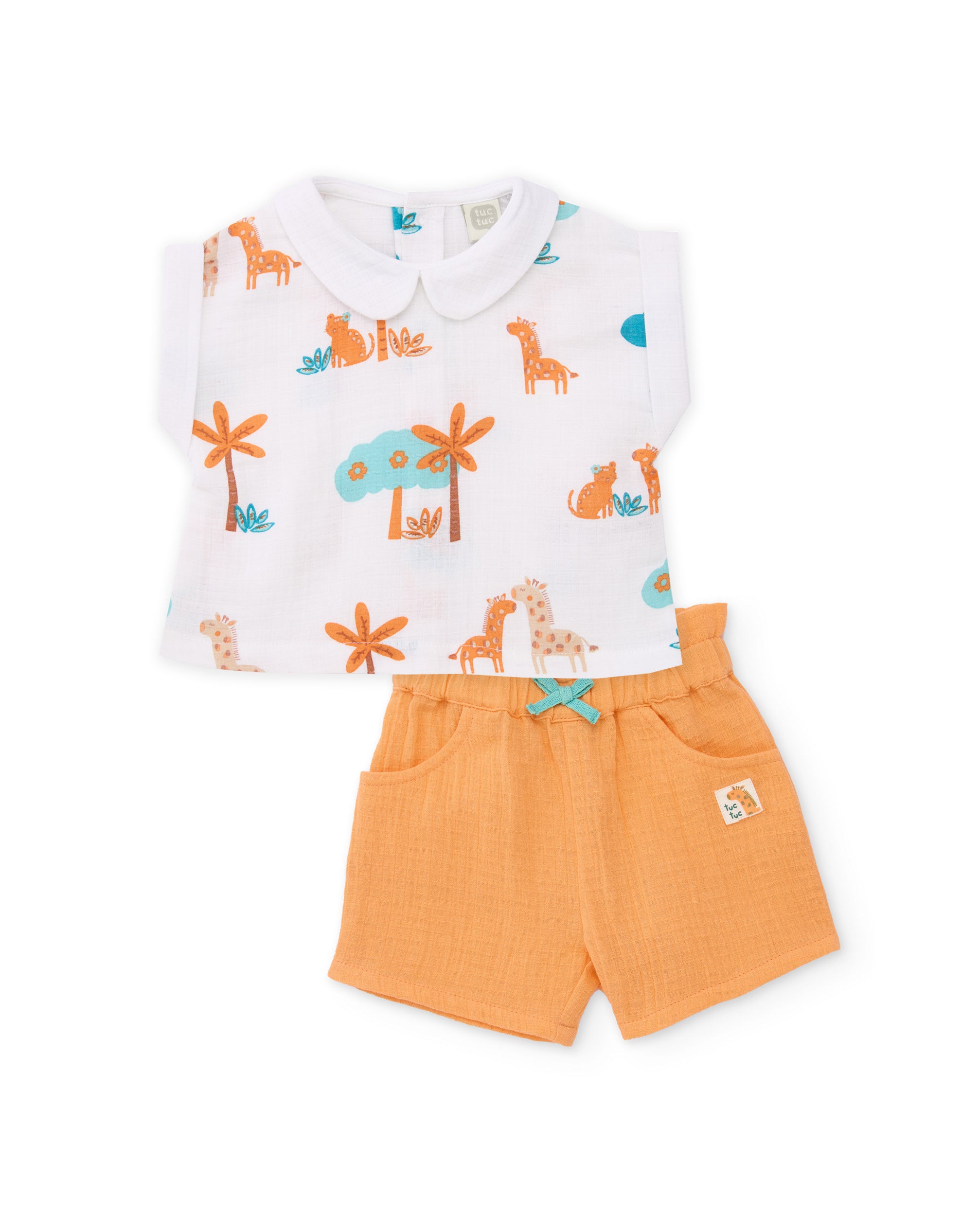 Conjunto de recién nacido de plana y estampado jirafas - Tuc tuc - Naranja Naranja-1