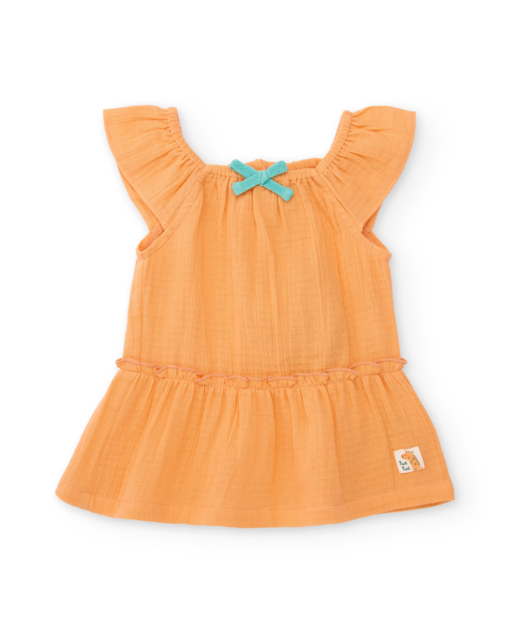 Vestido de bebé de plana y volante en mangas - Tuc tuc - Naranja Naranja-3